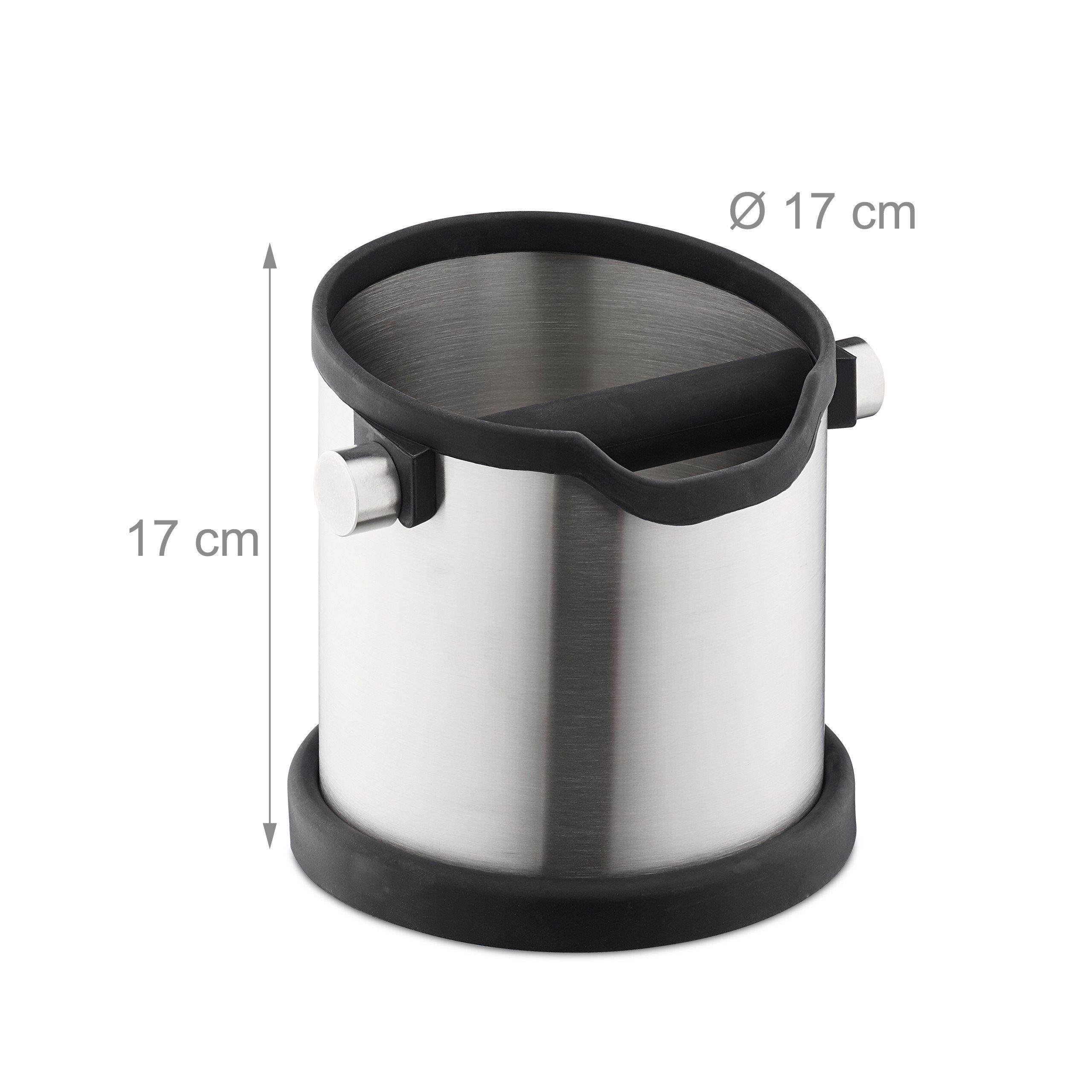 relaxdays Kaffeeservice Abklopfbehälter für Kaffeesatz (1-tlg), Edelstahl – Bild 4 von 5