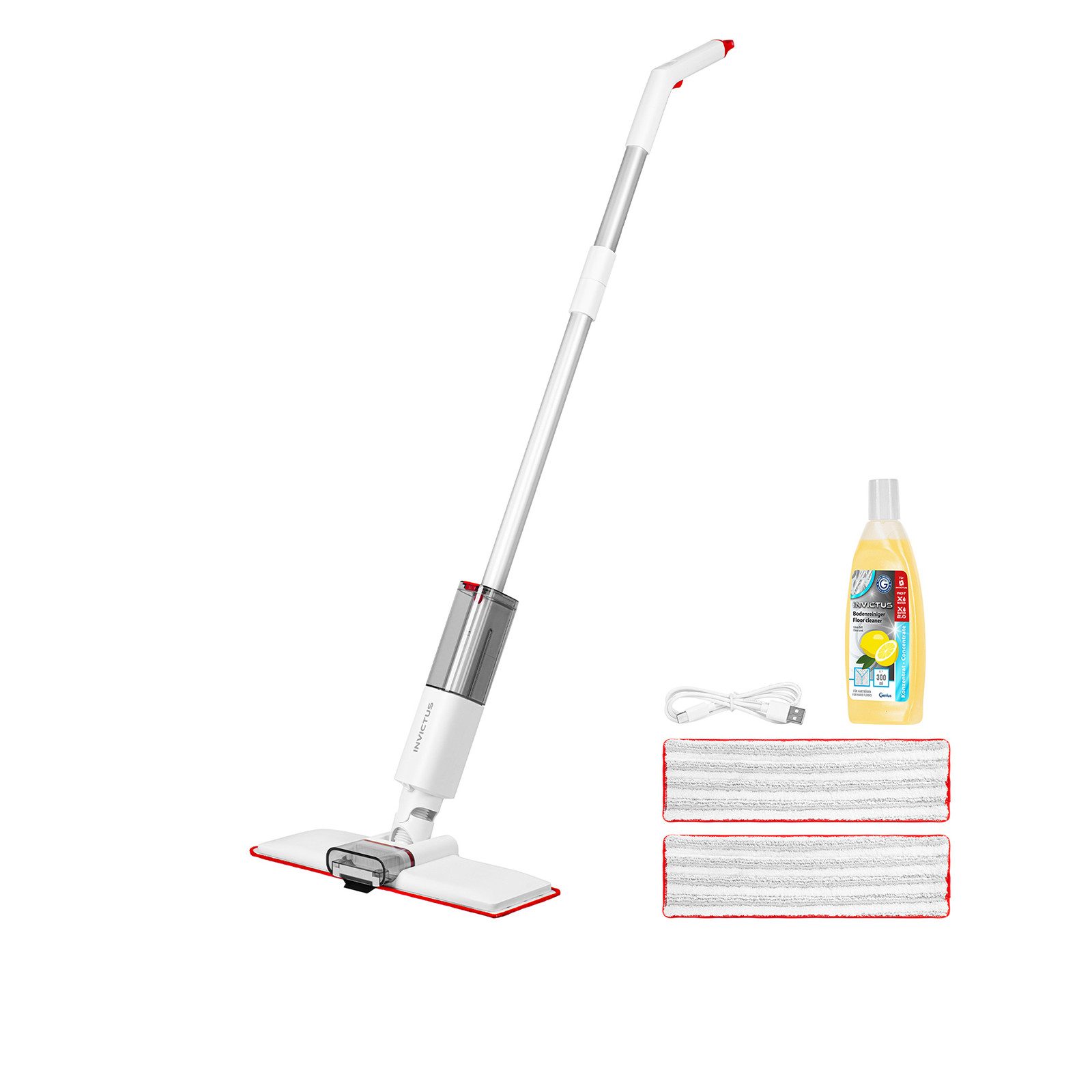 Genius Wischmopp Genius Invictus Saugmopp Deluxe 10 tlg, 3 in 1 Akku Bodenwischer