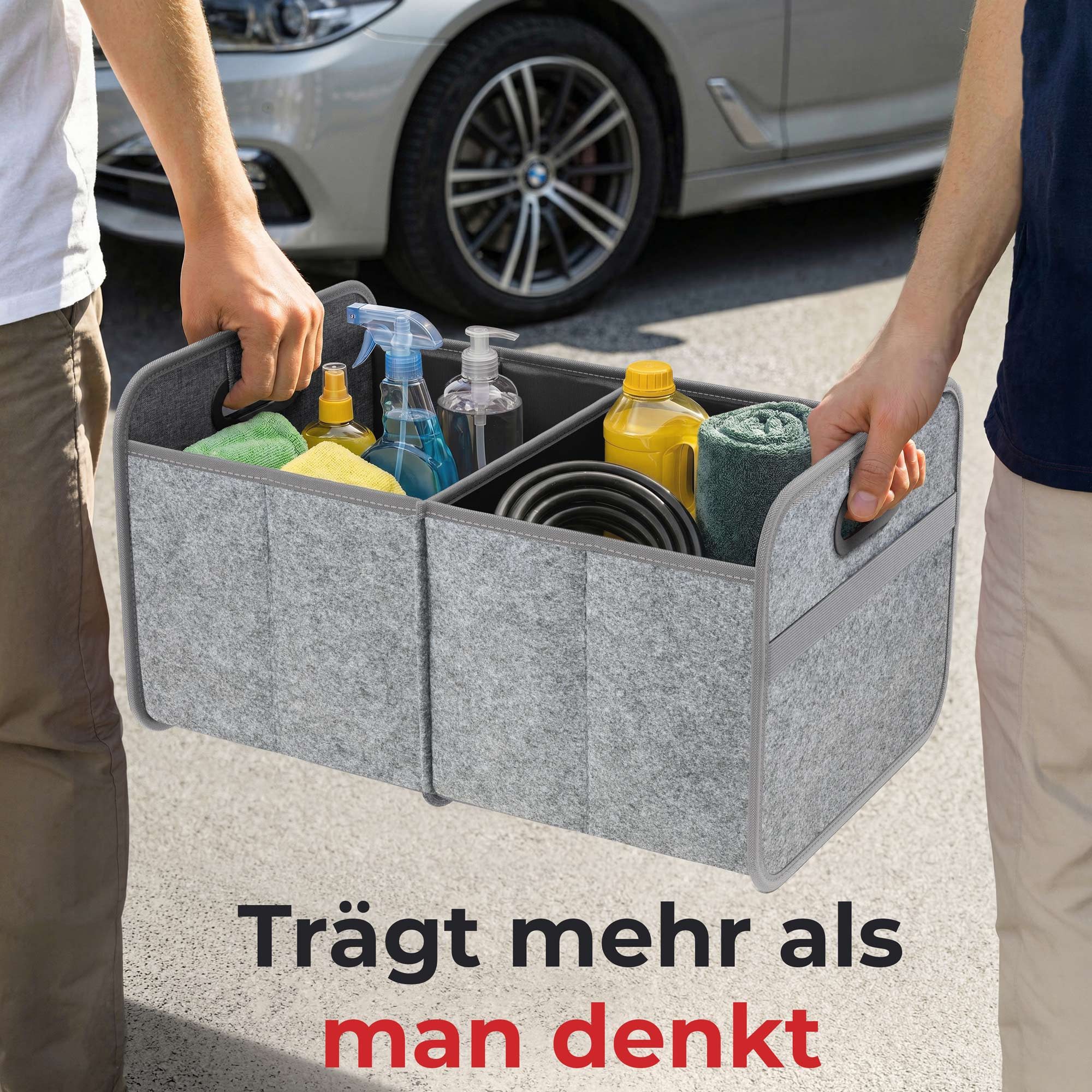 achilles Klappbox Auto Faltbox aus Filz, Kofferraumtasche, Einkaufstasche, Organizer – Bild 4 von 5