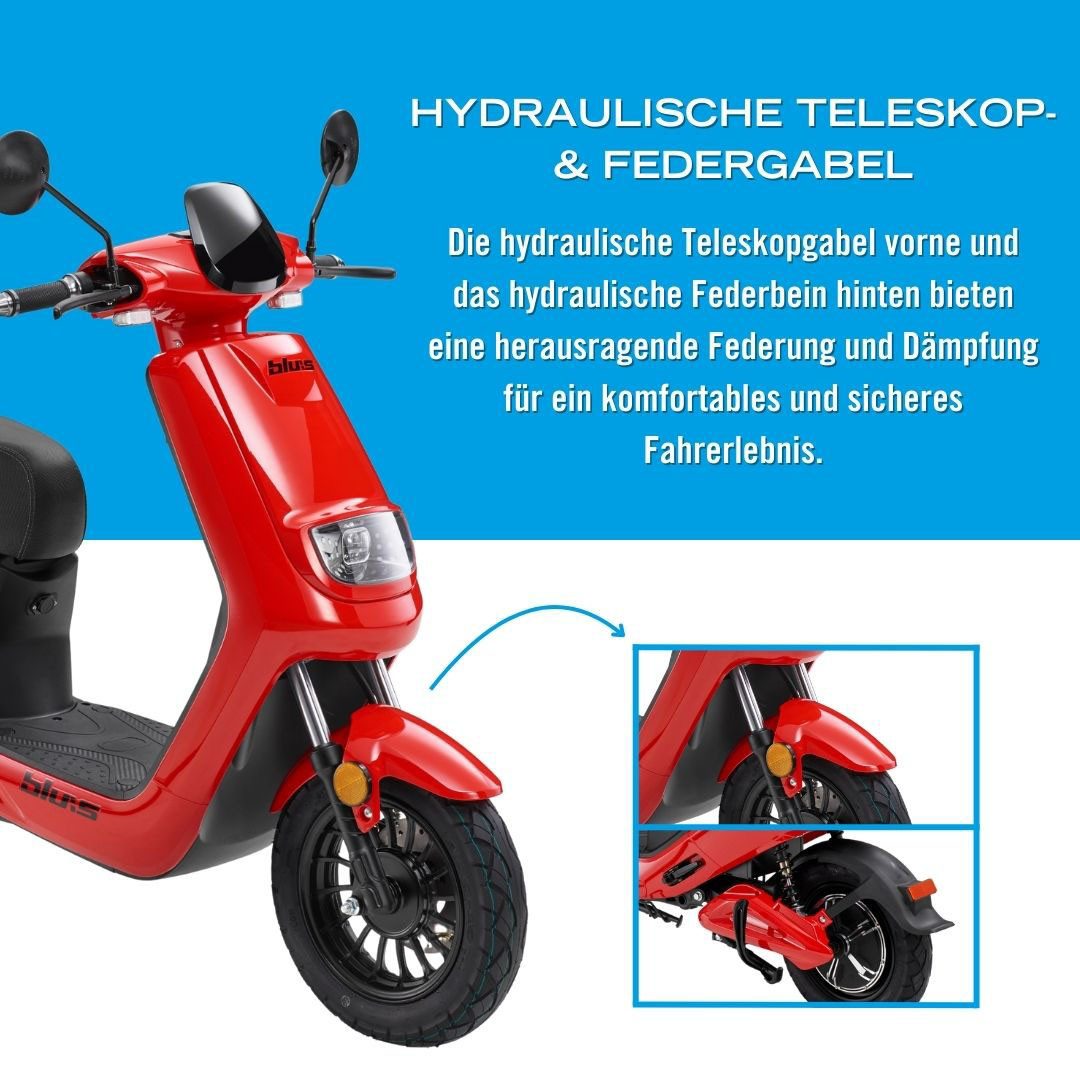 Blu:s E-Mofaroller XT2000, 950 W, 25 km/h, bis zu 59 km Reichweite, mit Straßenzul., 2 Sitzplätze, für Erwachsene