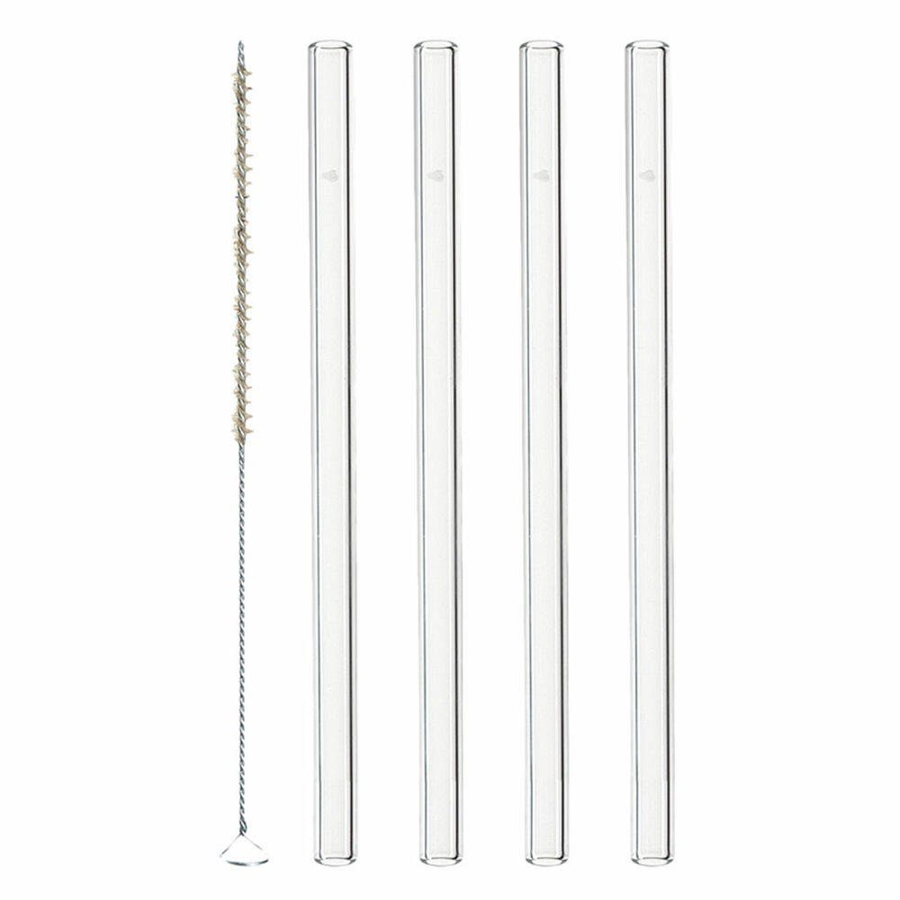 LEONARDO Trinkhalme CIAO Klar, 15 cm, (Set, 4-tlg), mit Reinigungsbürste