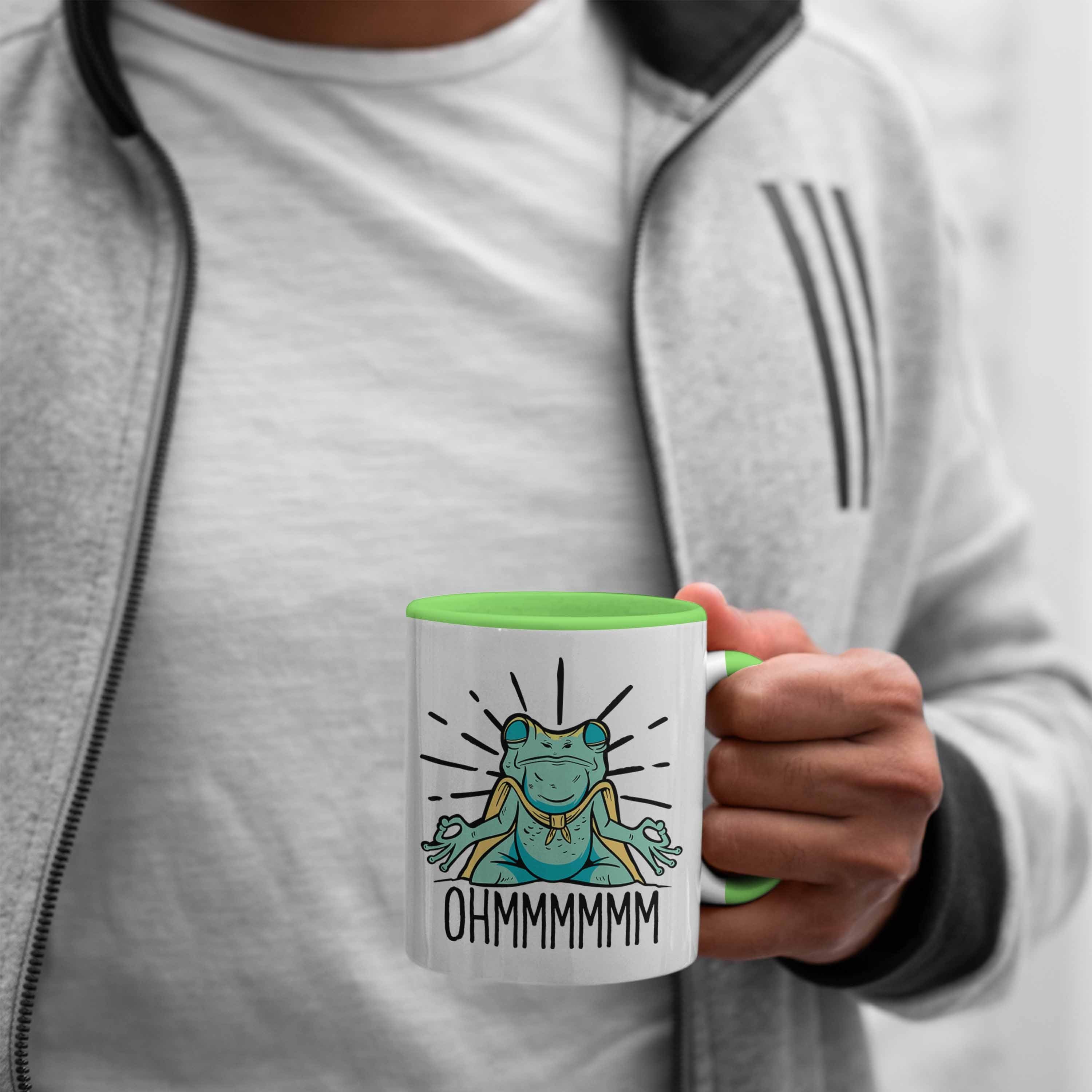 Frosch meditationsbegeisterte Mediration Tasse Meditiere Trendation Grün für Geschenk Tasse