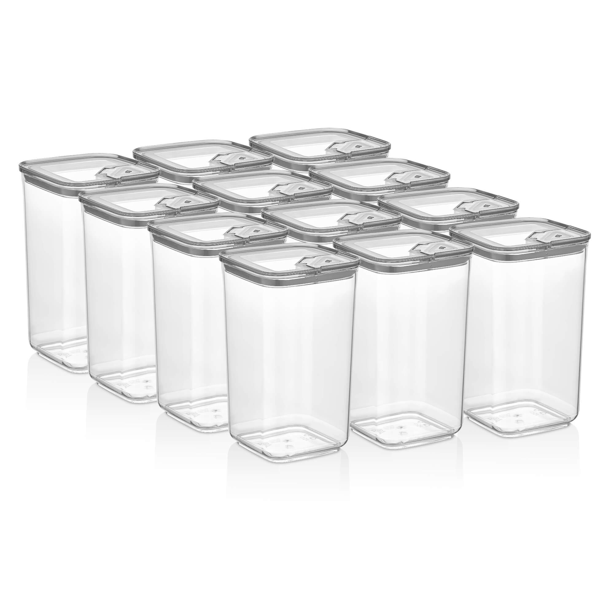 Vip Ahmet Vorratsdose Vorratsdosen mit Deckel, BPA-frei Kunststoff, 12-tlg, 12x1,2L, Kunststoff, (12-tlg., 12 tlg., 12x 1,2L), Vakuumdeckel mit Schiebeverschluss, BPA-frei, 12-teiliges Set