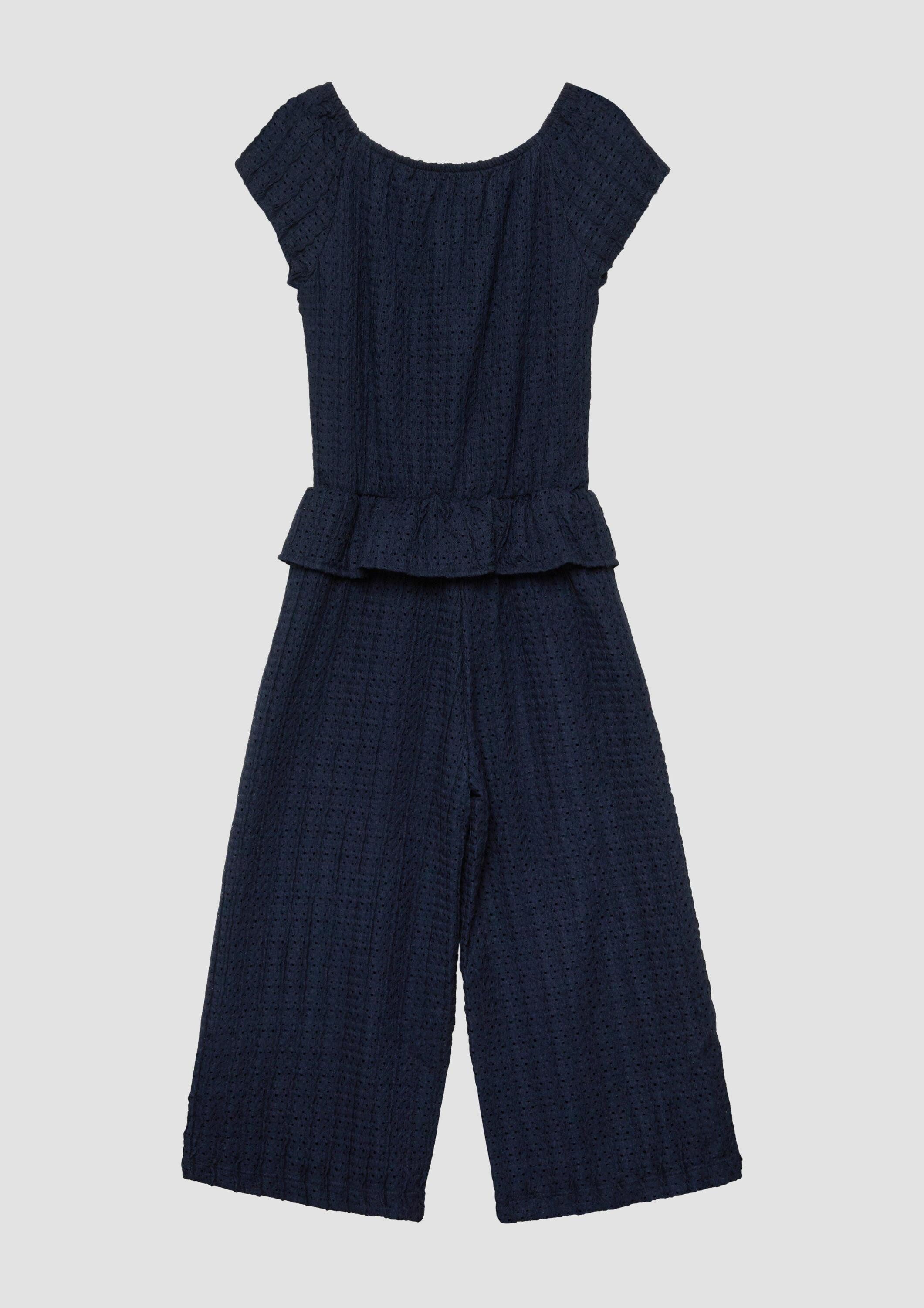 s.Oliver Jumpsuit Overall Strukturierter Overall mit Lochmuster und Volants