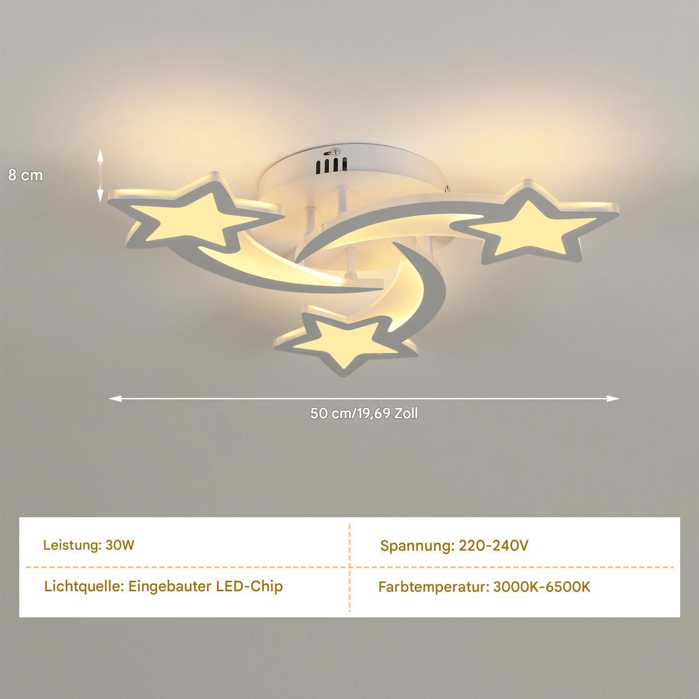 Riserva LED Deckenleuchte Schlafzimmer Deckenleuchte,dimmbares Licht,Sternschnuppen Dekoration, LED wechselbar