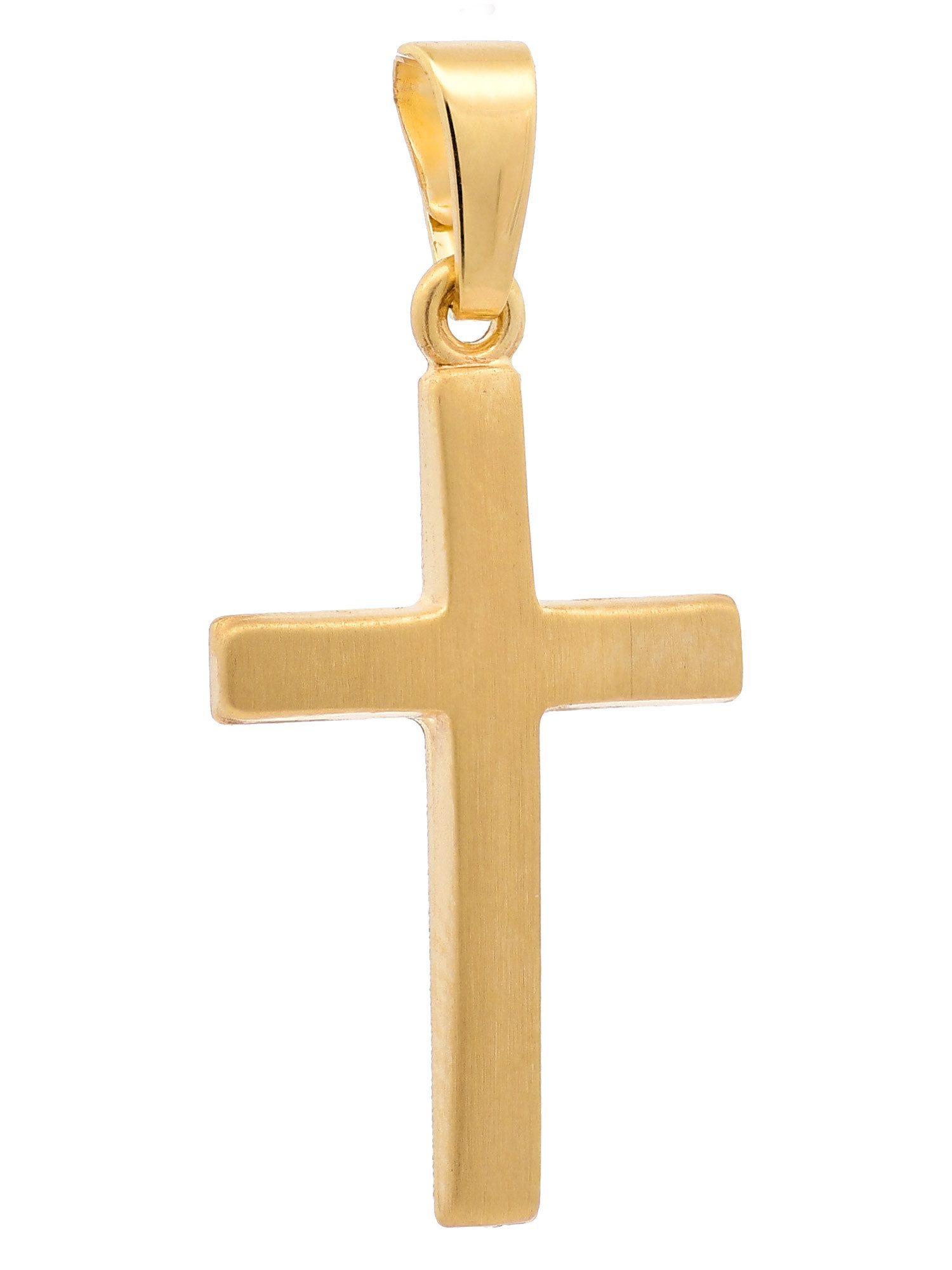 HOPLO Kreuzanhänger Gold Anhänger Kreuz mit Goldkette massiv 585 - 14 Karat Gold 36 cm, Made in Germany