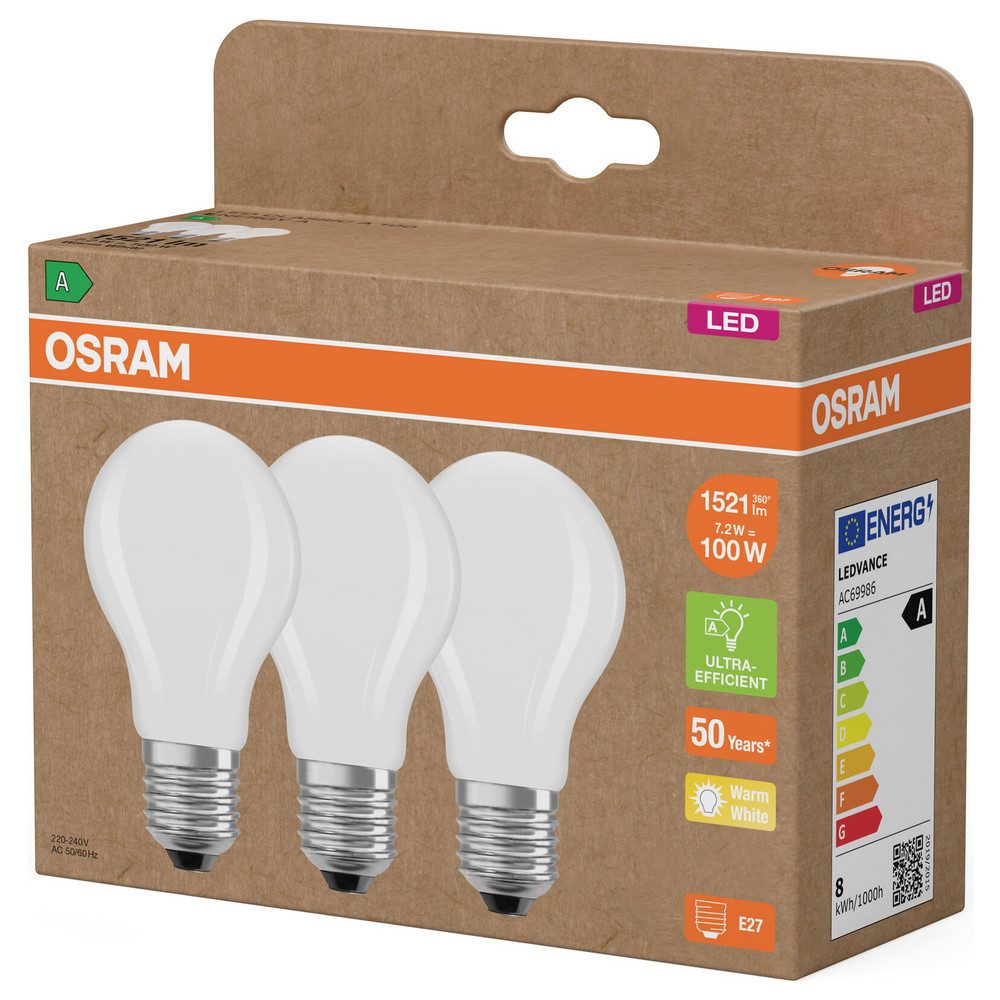 Osram LED-Leuchtmittel OSRAM HOMELIGHTING 4099854348051 LED EEK A (A - G) E27 7.2 W Warmweiß