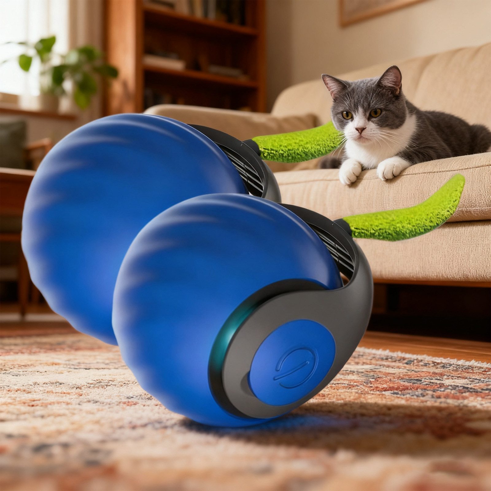 MODFU Tier-Beschäftigungsspielzeug Intelligenter Katzenspielball Interaktives Haustierspielzeug, ABS+Silikon, elektrischer Spielball Bewegungssensor automatischer Richtungsänderung