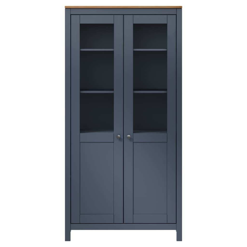 vidaXL Highboard NA Highboard Hill Grau 85x37x170,5 cm Massivholz Kiefer Kommode Glas V