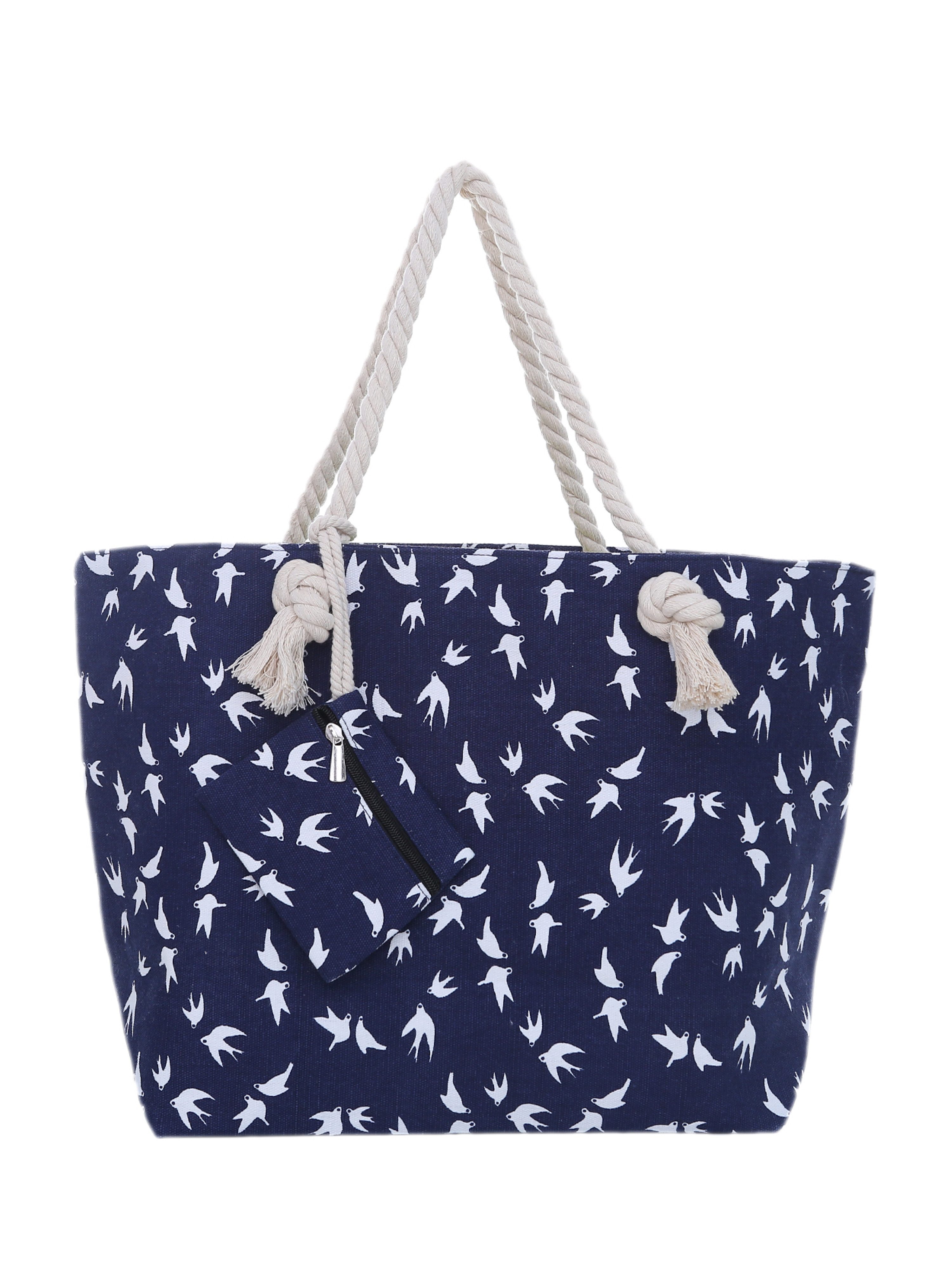 DonDon Strandtasche Shopper Schultertasche Beach Style (2-tlg), Große Strandtasche, mit Reißverschluss, tolle Motive