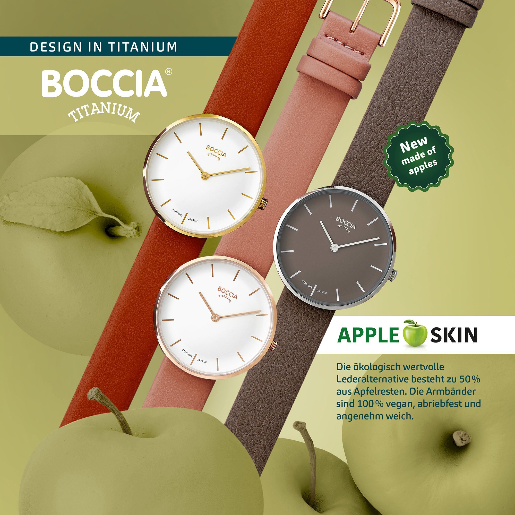 Boccia Quarzuhr Boccia Damenuhr Titan Appleskin günstig online kaufen