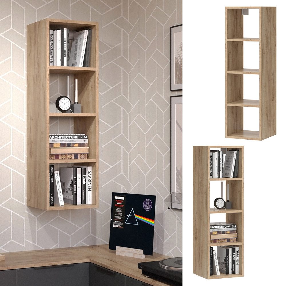 Vicco Bücherregal Wido, Anthrazit/Sonoma, 30 x 100 cm mit 4 offene Ablagen günstig online kaufen