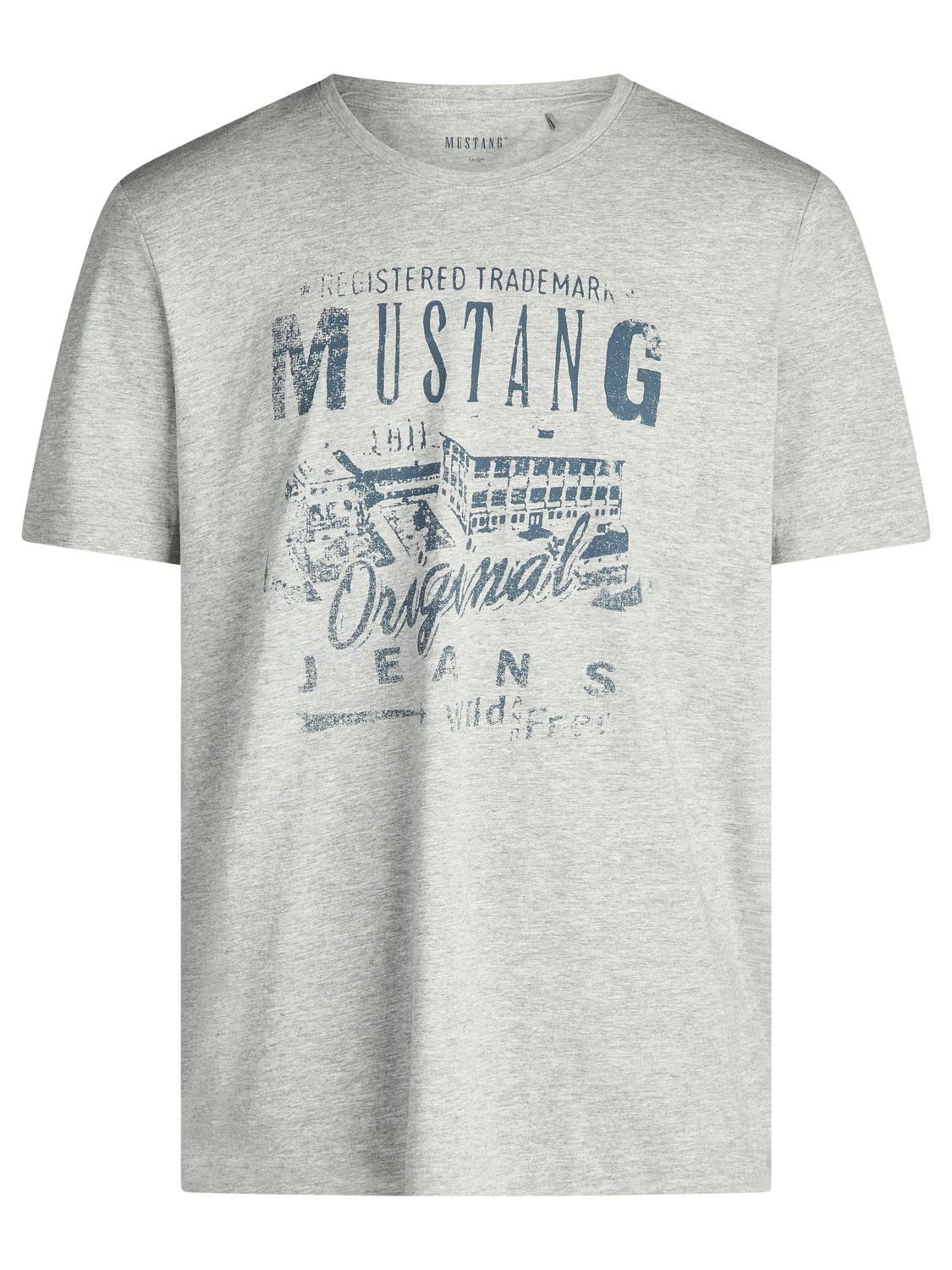 MUSTANG T-Shirt Herren Printshirt Regular Fit (1-tlg) Kurzarm Tee Shirt mit Rundhalsausschnitt aus 100% Baumwolle – Bild 3 von 4