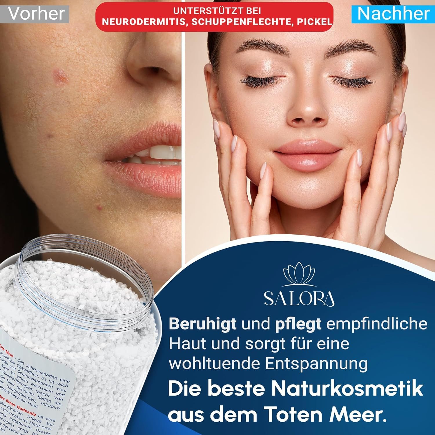 Salora Original Dead Sea Bath Salt, Premium from Jordan, 1-piece, for full bath or foot bath, salt with exfoliating effect