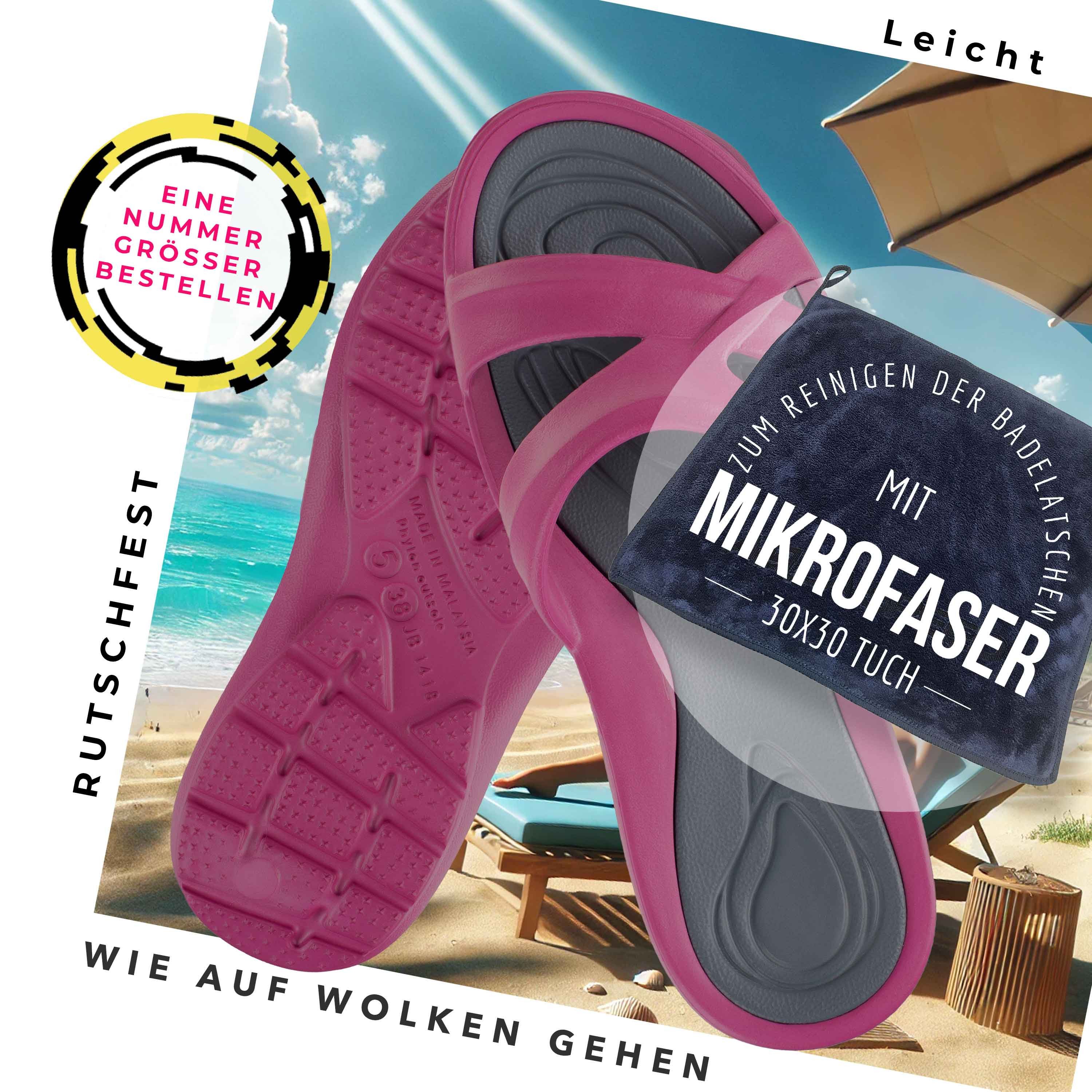 Aqua Speed Strandschuhe mit Soft-Sohle – Ideal für Urlaub & Spa Gr. 40 Badepantolette (Freizeitschuhe für Urlaub & Sauna – Schnelltrocknend & soft) Antibakterielle Eigenschaften – Frische und Schutz für Ihre Füße