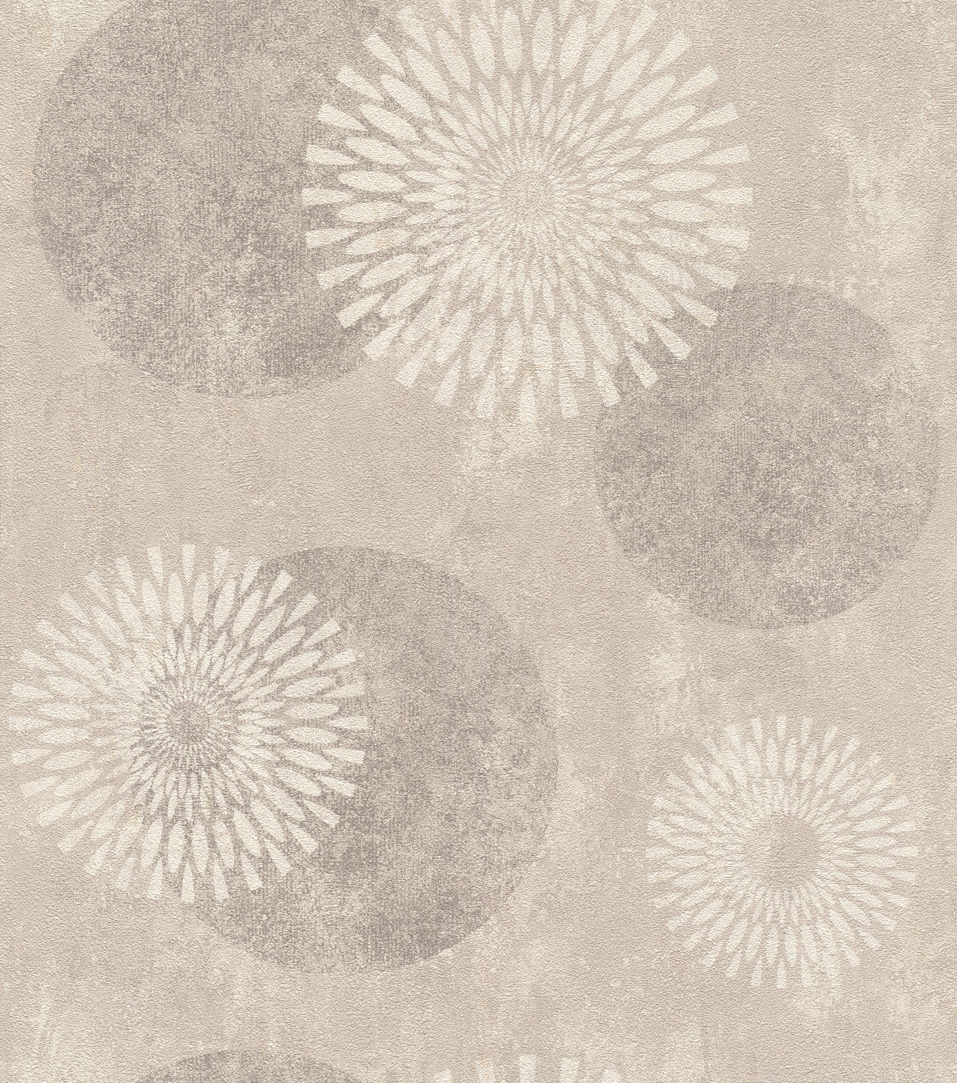 Tapetenwechsel floral, Kreisen Rasch (1 Vliestapete beige mit II, St),