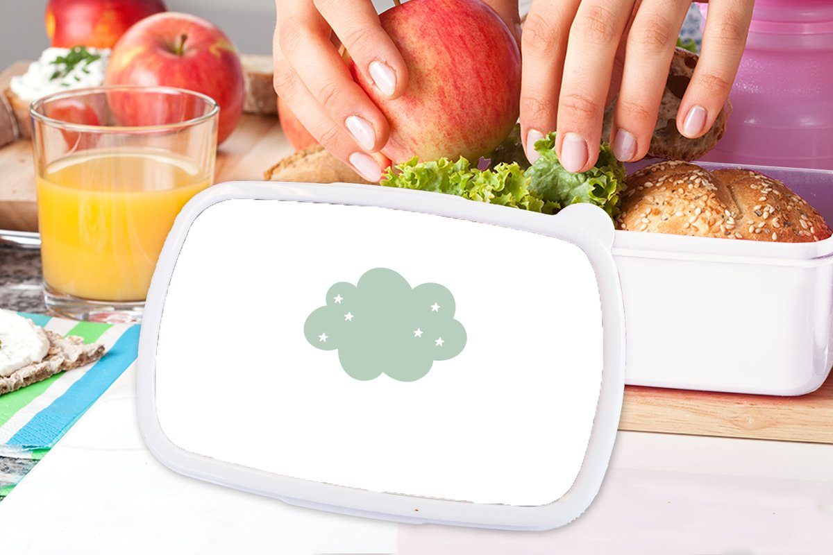 für Lunchbox Wolke und und - Brotbox Mädchen - Jungen Jungs Sterne Kind, Mädchen Kunststoff, - - - (2-tlg), Erwachsene, für Brotdose, Kinder weiß Pastell MuchoWow