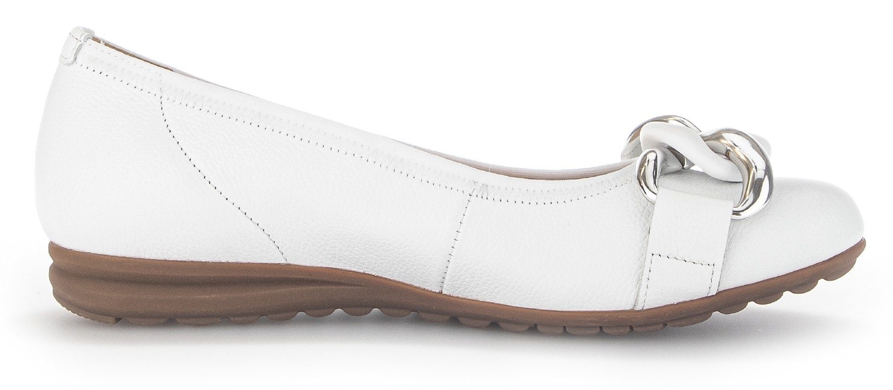 Gabor FLORENZ Ballerina Hochzeitsschuh, Flache Schuhe, Slipper mit eleganter Zierkette