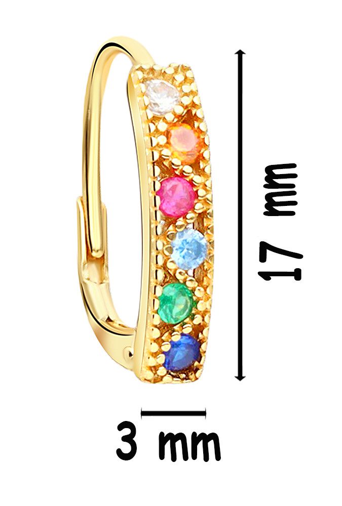 Limana Paar Creolen 925 Silber bunte gold goldene Ohrringe Schmuck für Damen Frauen (Ohrhänger Brisur, inkl. Schmuckbox, Muttertag Geburtstag), Weihnachtsgeschenk Weihnachten Geschenk für Ehefrau Freundin Mutter