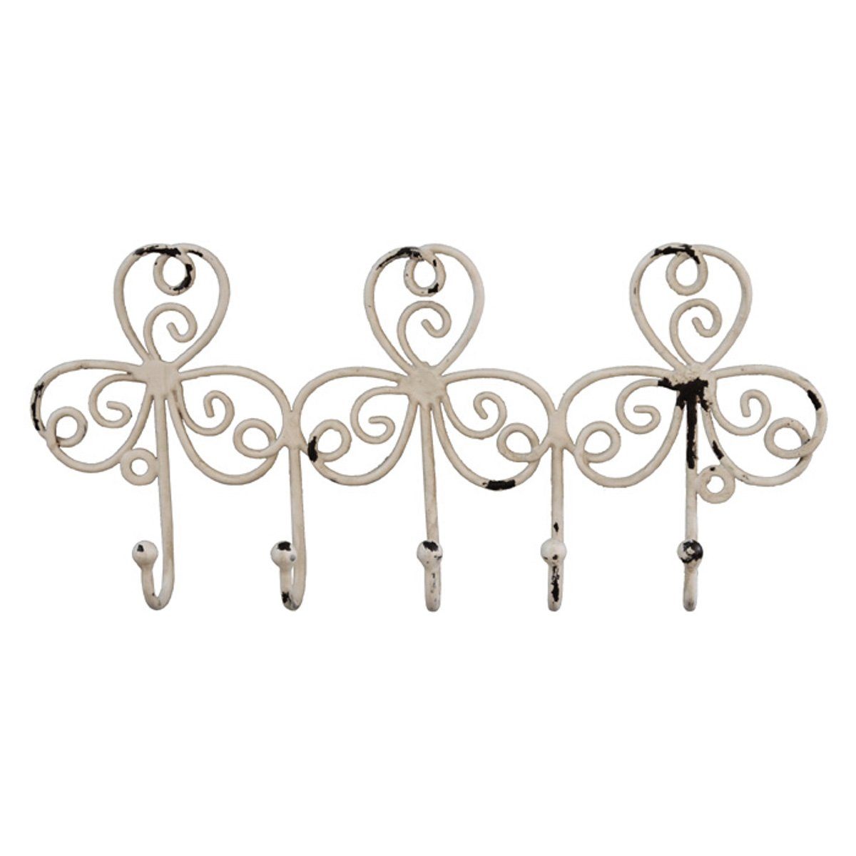 Macosa Home Dekohaken Garderobenhaken Landhaus weiß shabby vintage Antikweiss, Wandhaken Kleiderhaken Wand-Dekoration Küchenhaken Handtuchhaken