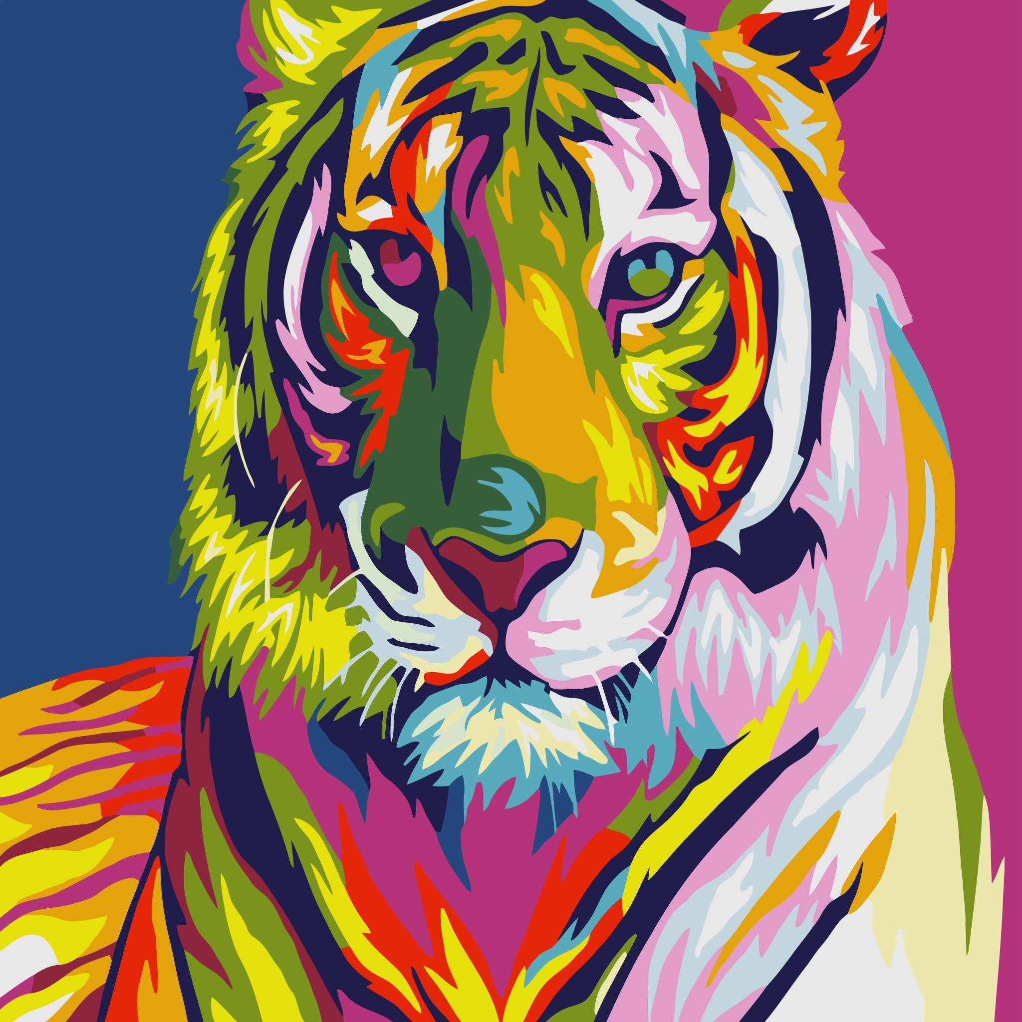 Realb2b Malen nach Zahlen 5d Diamond Painting Bunter Tiger Malen nach Zahlen 20x30cm (Komplettset für 5D Diamond Painting inklusive Leinwand, Diamanten und Werkzeugen, Diamond Painting Set mit Zubehör für DIY-Kreativität und Entspannung), 20x30cm 5D Diamond Painting mit präziser Klebeschicht & Zubehör