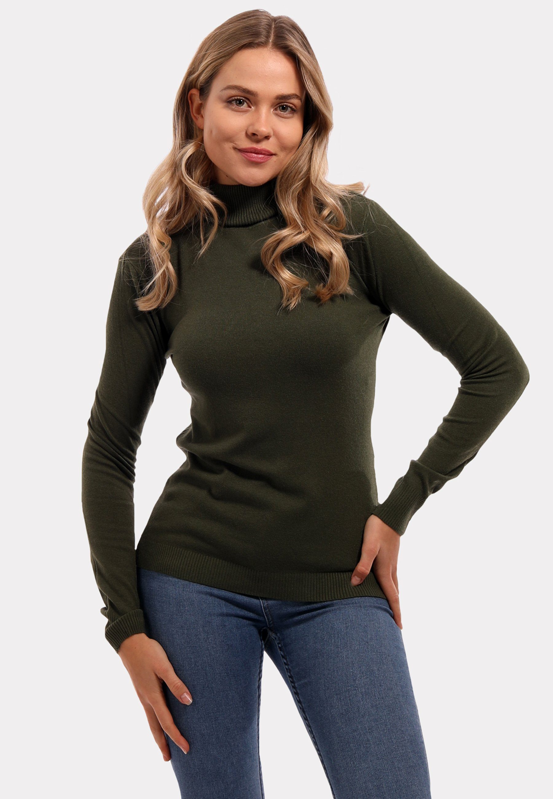 YC Fashion & Style Rollkragenpullover Basic Rollkragenpullover aus Feinstri günstig online kaufen