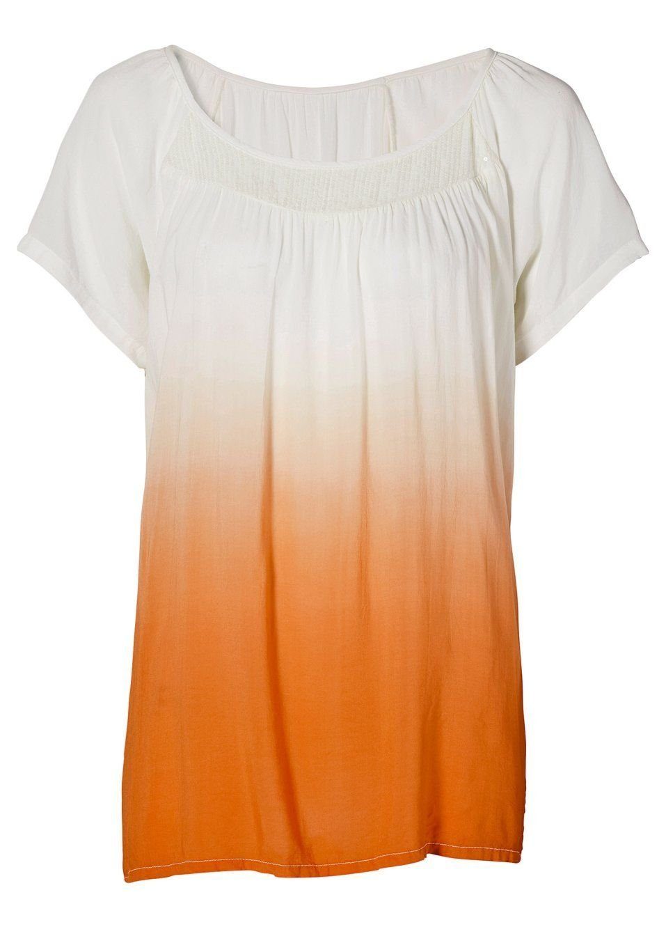 YESET Tunika Tunika Pailletten ecru orange 928589 Bluse Farbverlauf kurzarm Shirt