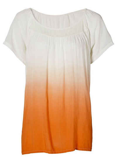YESET Tunika Tunika Shirt Bluse kurzarm Pailletten Farbverlauf ecru orange 928589
