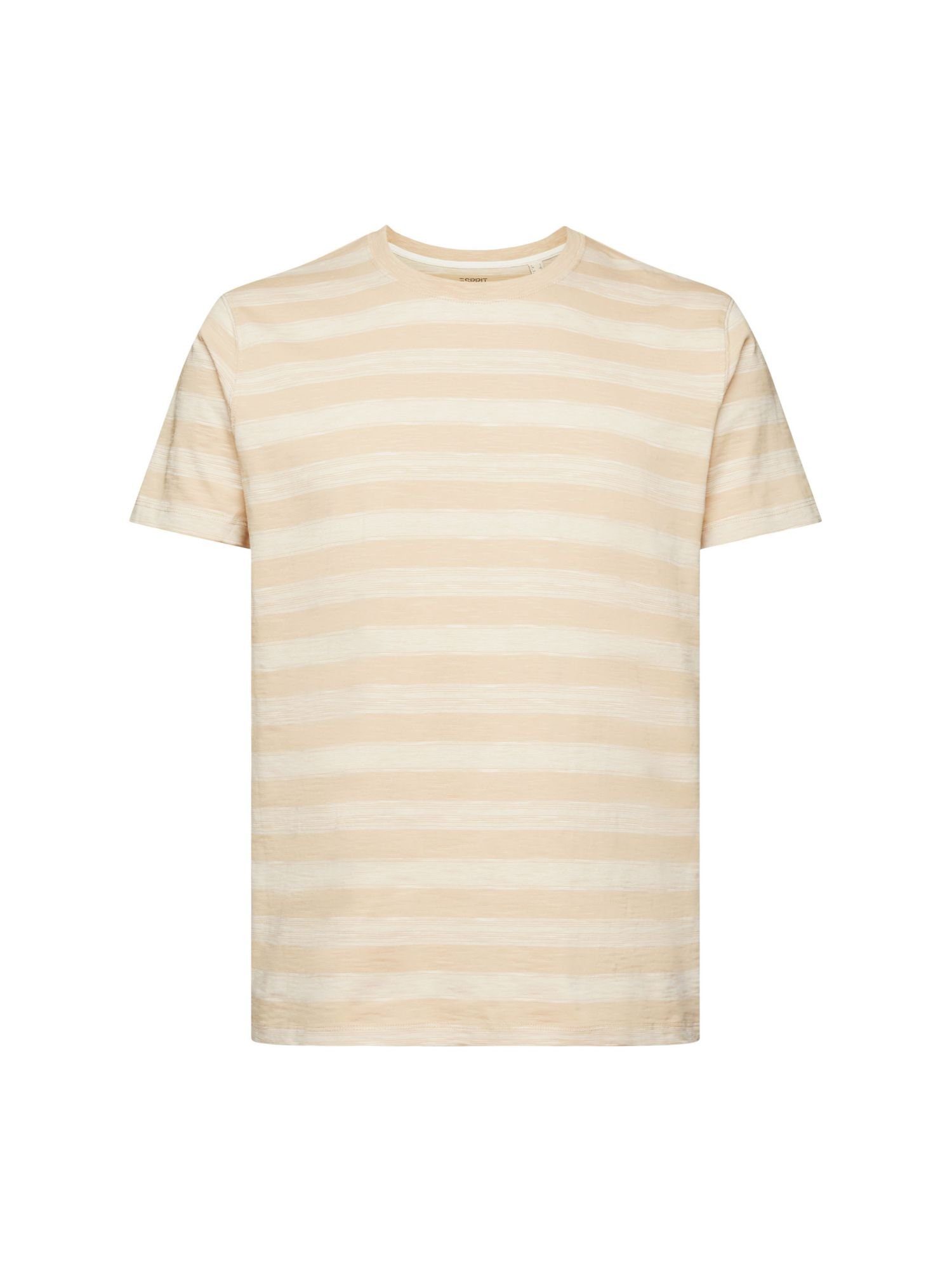 Gestreiftes T-Shirt, Baumwolle T-Shirt SAND 100 % (1-tlg) Esprit