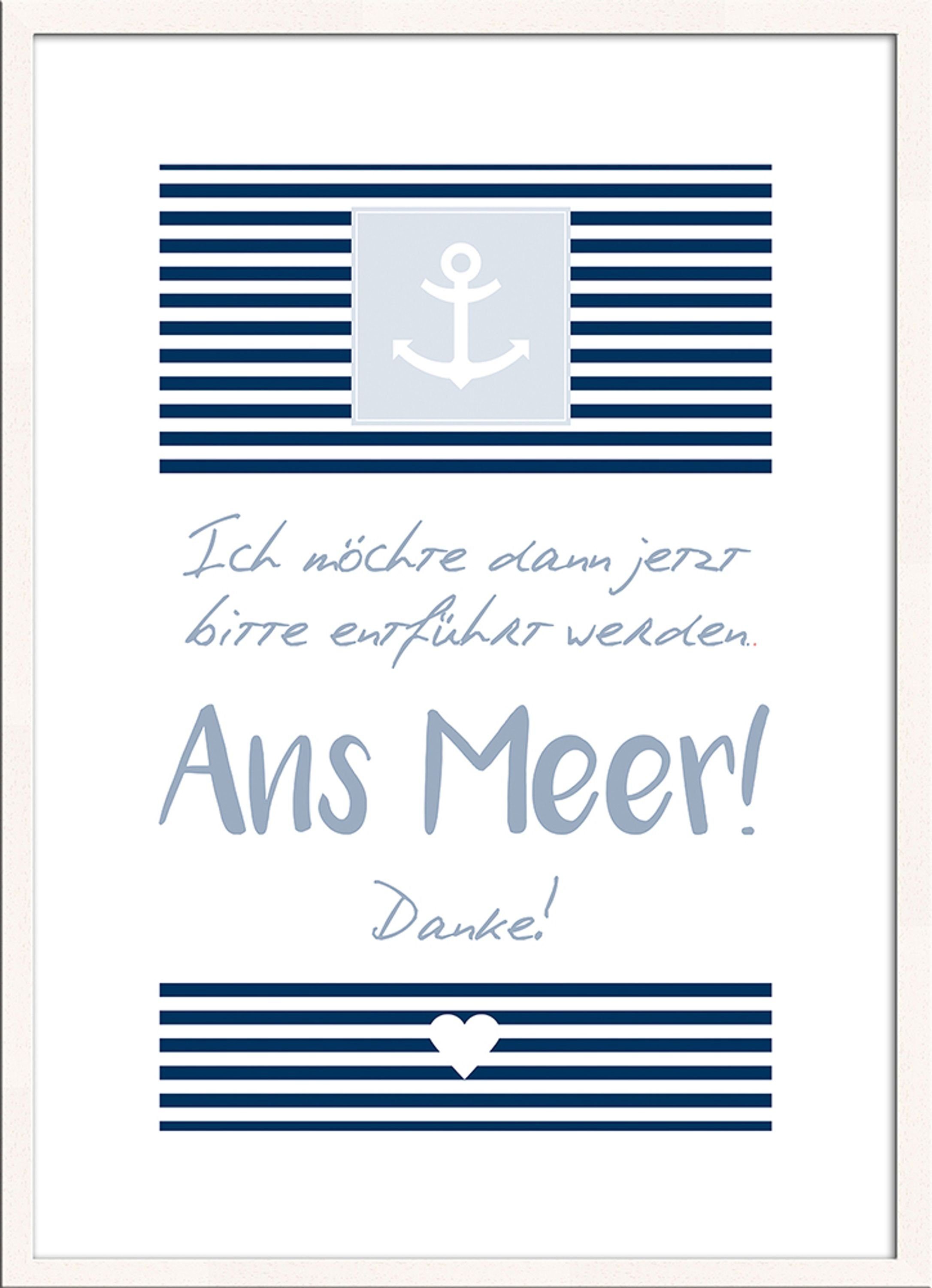 artissimo Bild mit Rahmen Spruch-Bild gerahmt 51x71cm / Poster mit Spruch inkl. Holz-Rahmen, lustige Sprüche und Zitate: Meer