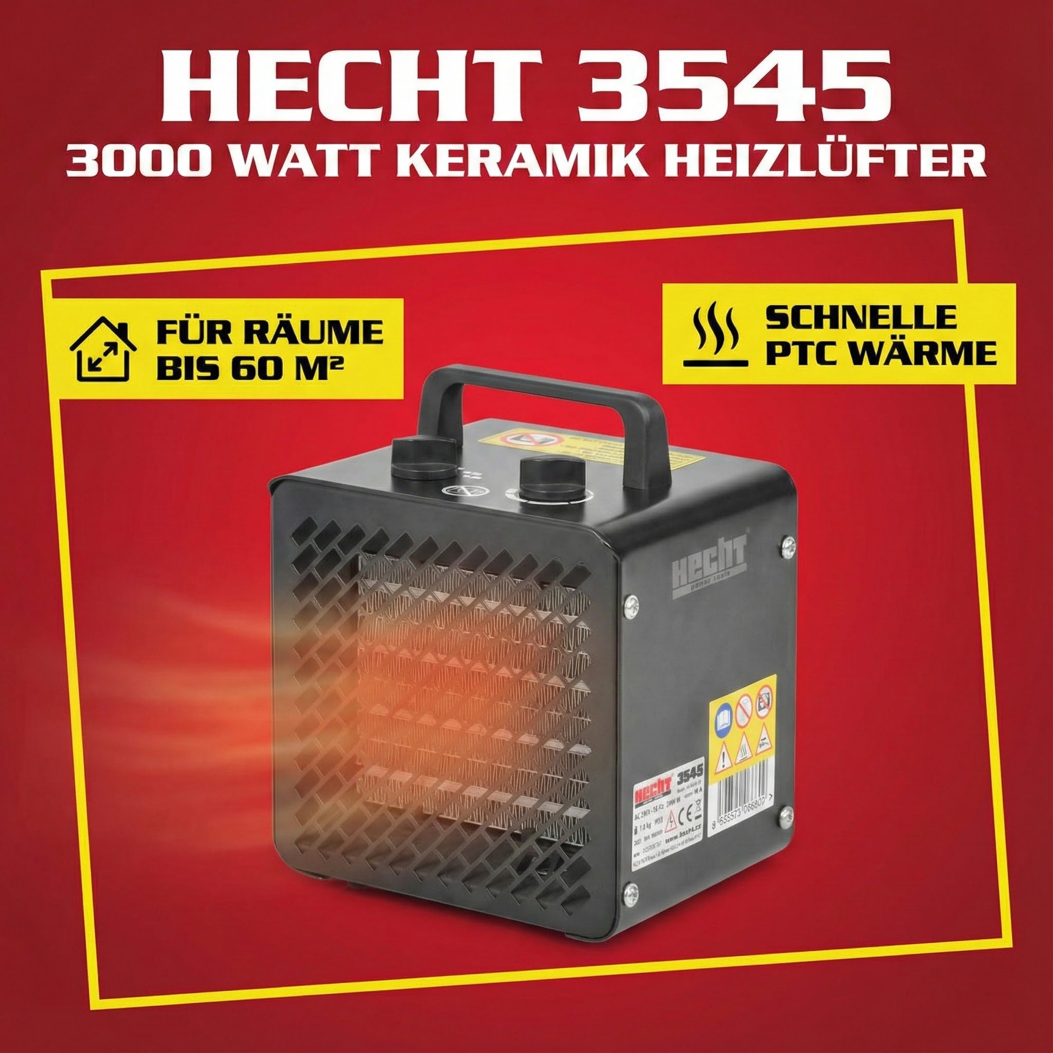 Hecht Keramikheizlüfter Elektro 2in1 Ventilator 3545, bis 60m², 3 Heizstufe günstig online kaufen