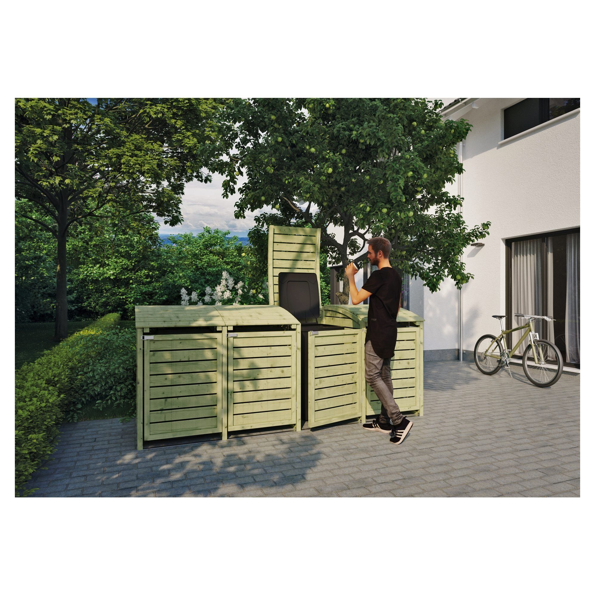 Tetzner & Jentzsch Mülltonnenbox HENRI Mülltonnenabtrennung 4-fach