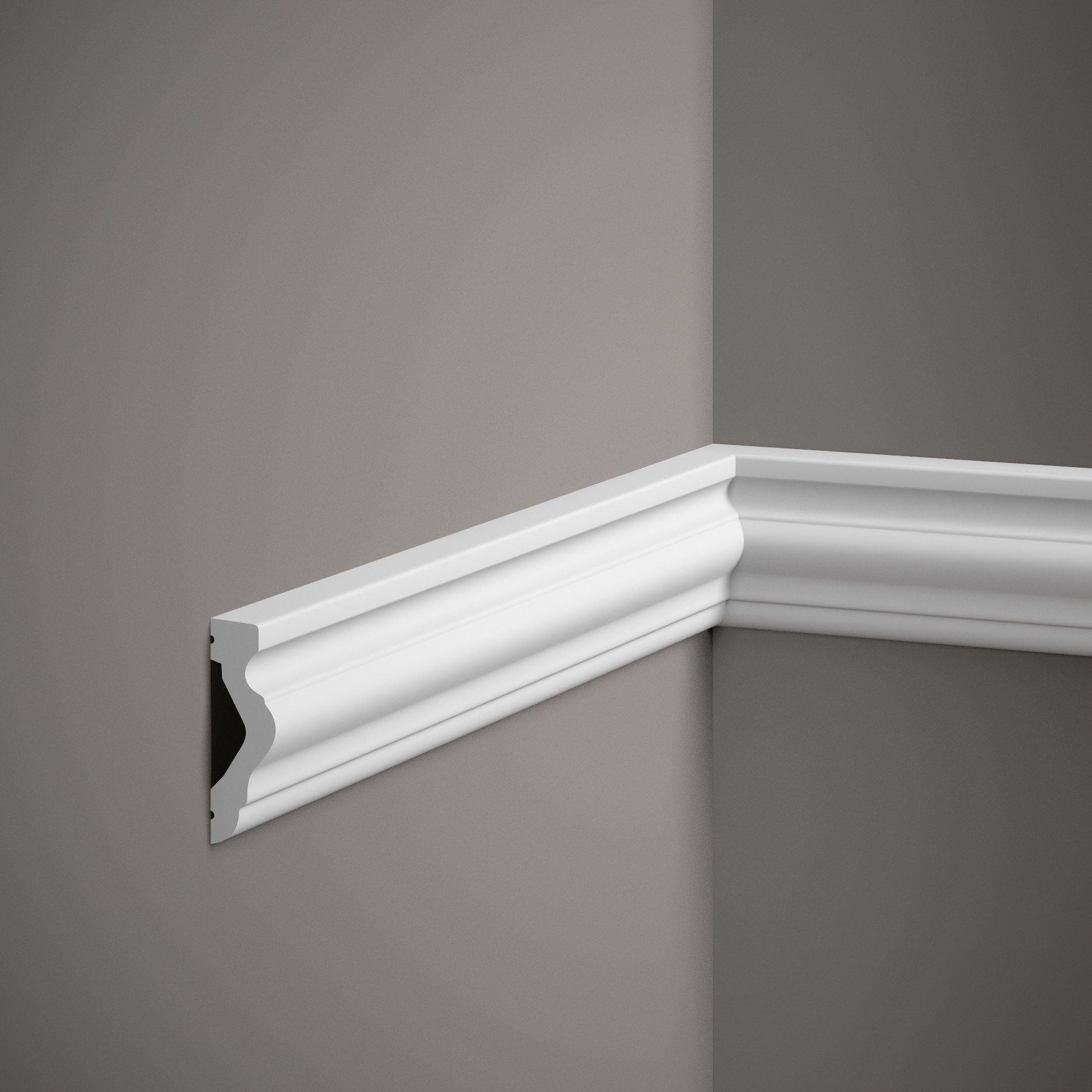 Mardom Zierleiste Wandleiste MD308 Polyforce 21 x 65 x 2000 mm Weiß Deckenleiste Modern, Kleben, Polystyrol
