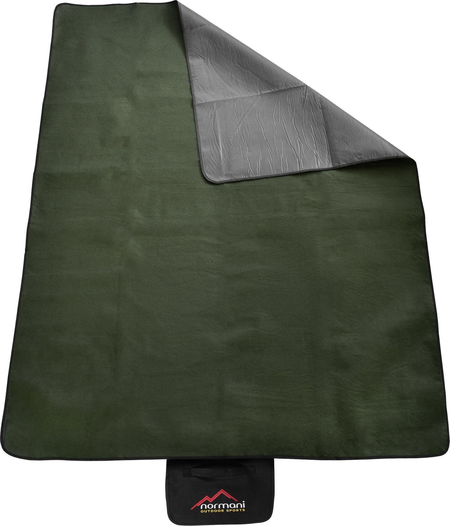 Picknickdecke Outdoor-Campingdecke, 140 cm x 180 cm Tundra, normani, Wasserdichte Unterseite - Fleece Oberseite Sommerdecke Outdoordecke Picknickdecke Rasendecke Stranddecke Oliv