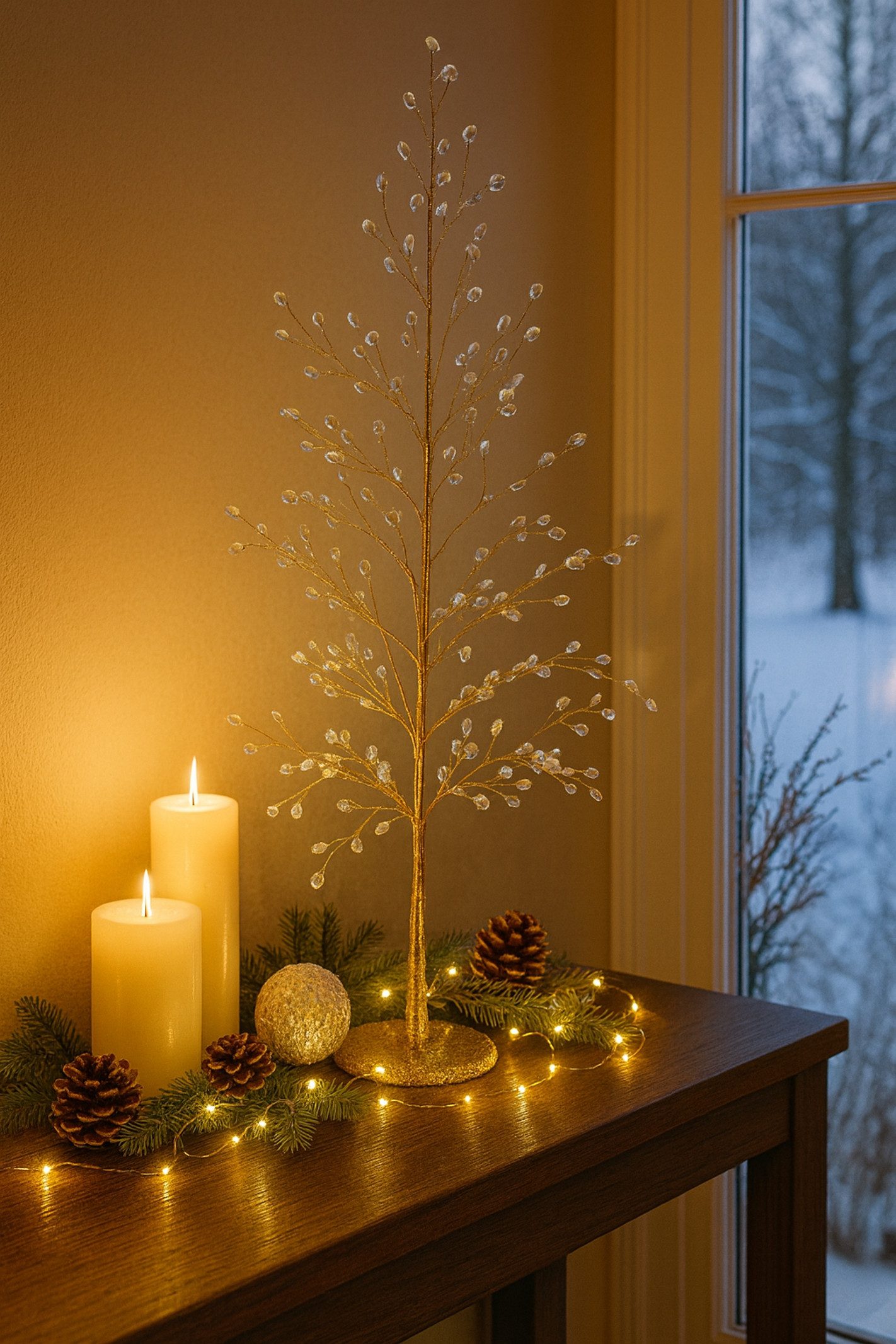 Kunstbaum Dekobaum mit Acryl-Steinchen, I.GE.A., Höhe 60 cm, und Glimmer Weihnachtsbaum Christbaum Weihnachtsdeko