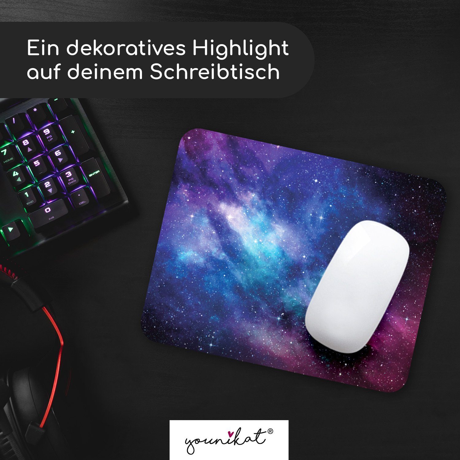 younikat Mauspad Mauspad mit Motiv – Universum Design 24 x 19 cm abwischbare Oberfläche – Bild 5 von 5