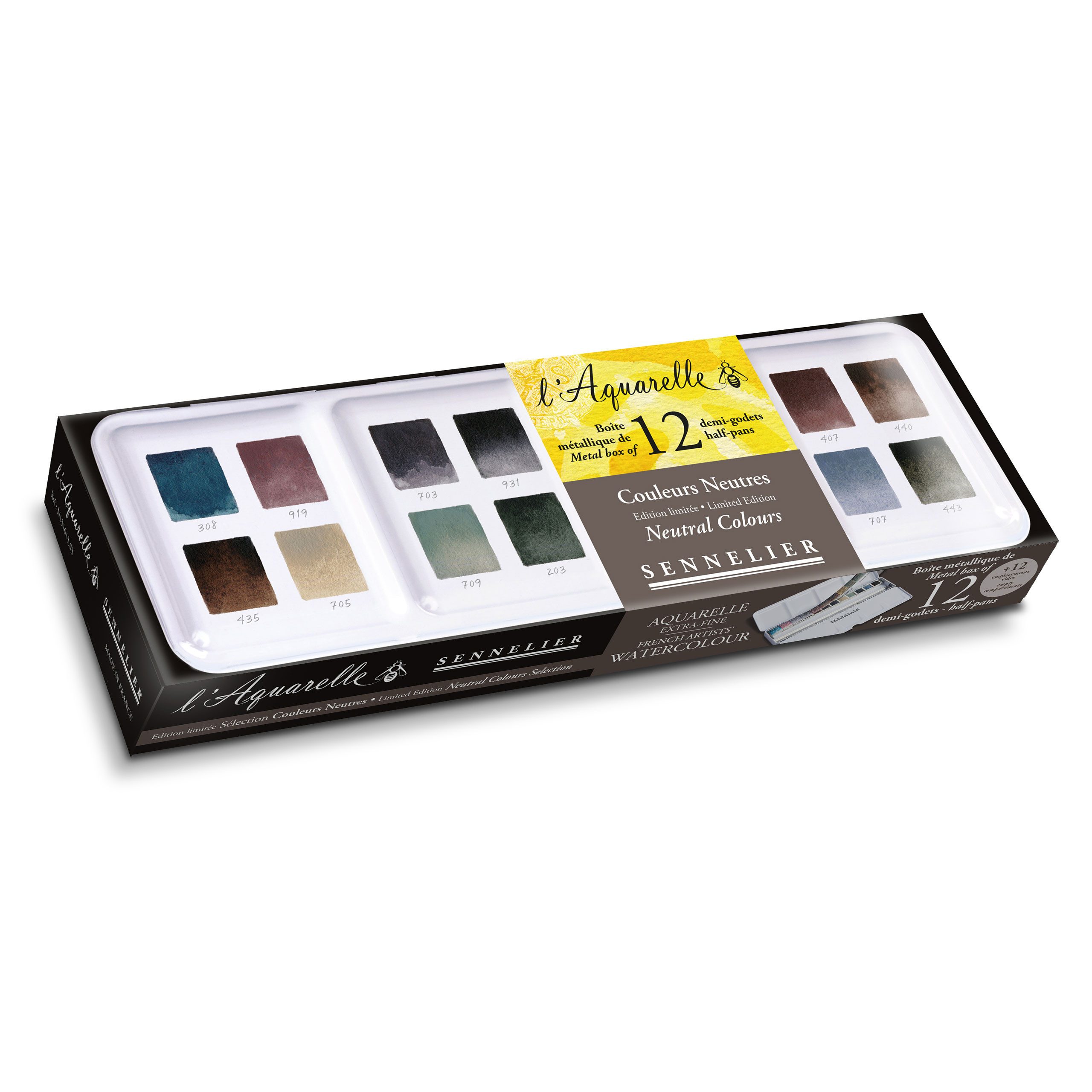 SENNELIER Aquarellfarbe Aquarellfarben - Neutrale Farben 12 halbe Näpfchen N131613.03