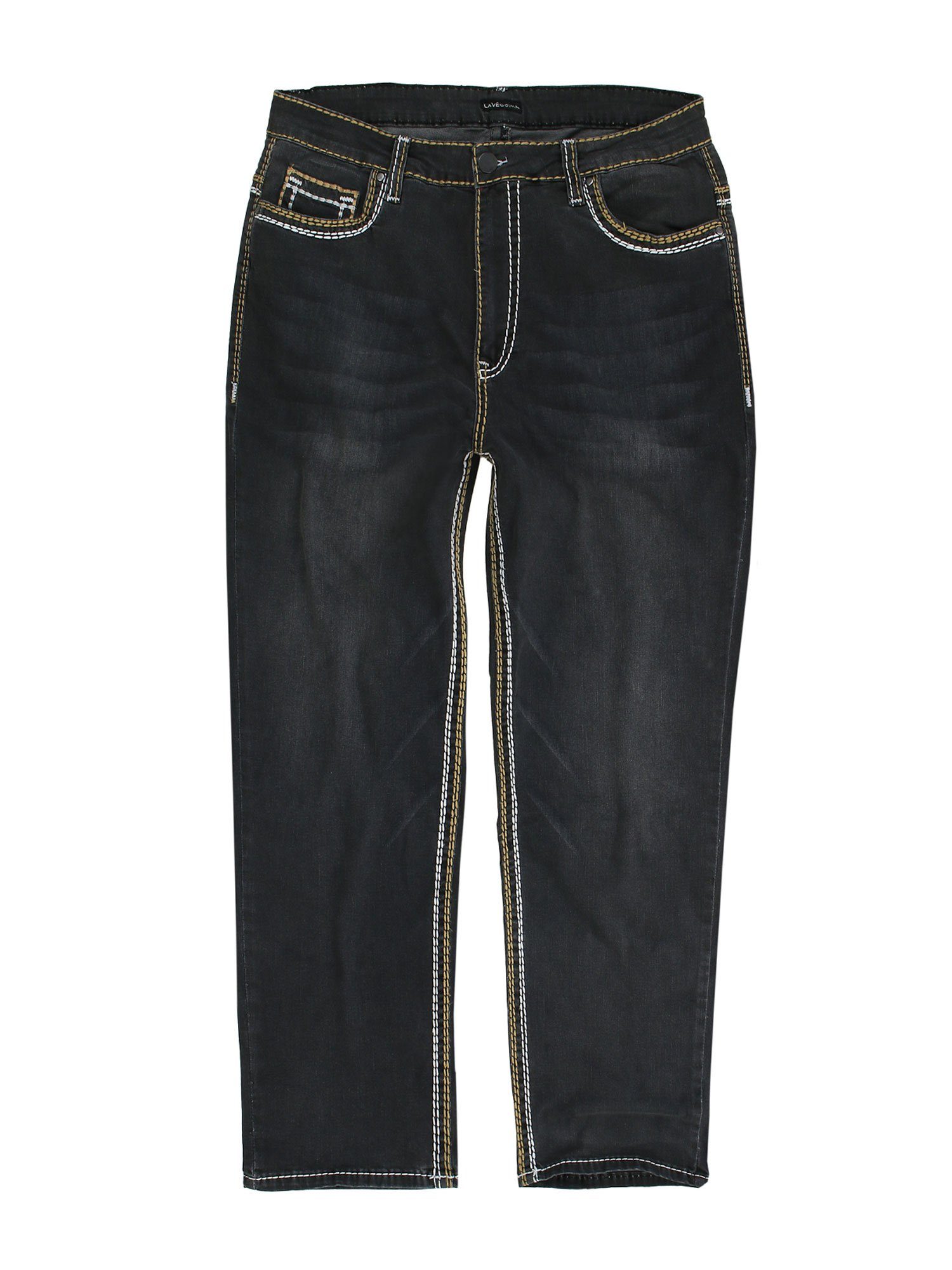 Lavecchia Comfort-fit-Jeans Übergrößen Herren Jeanshose LV-503 Stretch mit Elasthan & dicker Naht stone-black