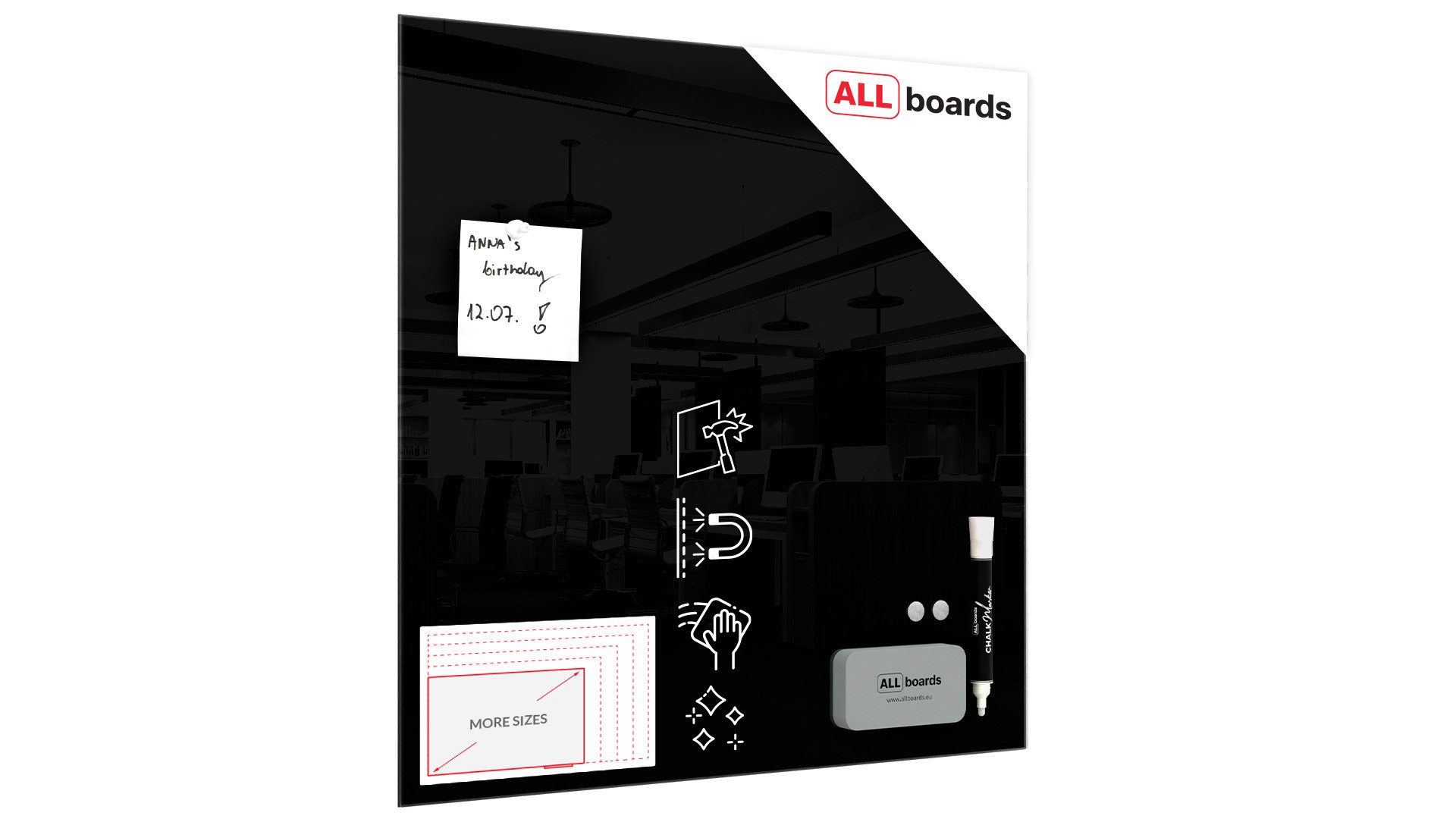 ALLboards Memoboard ALLboards Glastafel Whiteboard Magnettafel günstig online kaufen