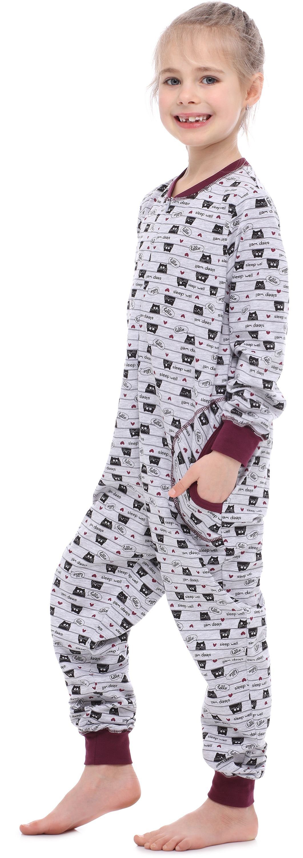 Style Katzen Melange MS10-186 Wein Schlafanzug Schlafanzug Jumpsuit Merry Mädchen