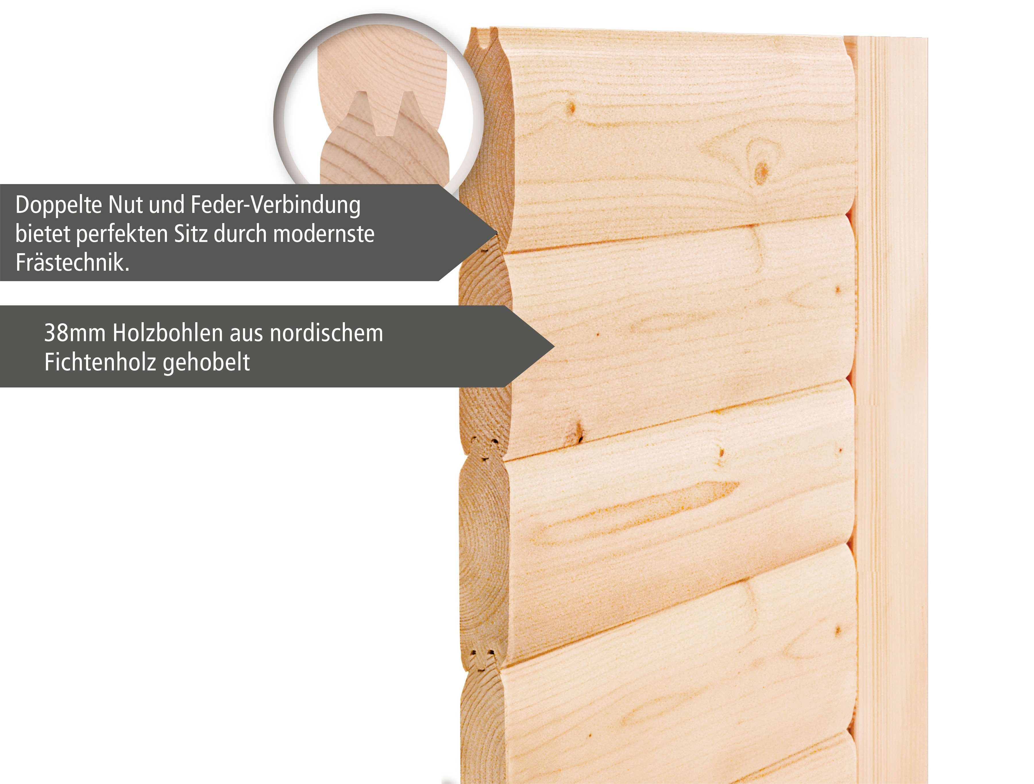 Karibu Fasssauna Fasshaus 2, BxTxH: 219 x 295 x 229 cm, 40 mm, (Set, 2-St) Ofen 9 KW externe Strg easy