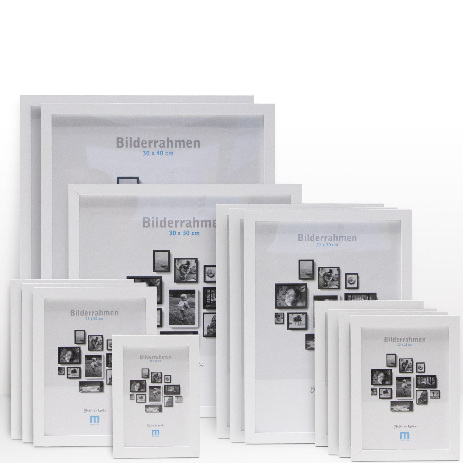 M MERCEO Bilderrahmen, 14-tlg. Bilderrahmen-Set Weiß (10x15cm bis 30x40cm)