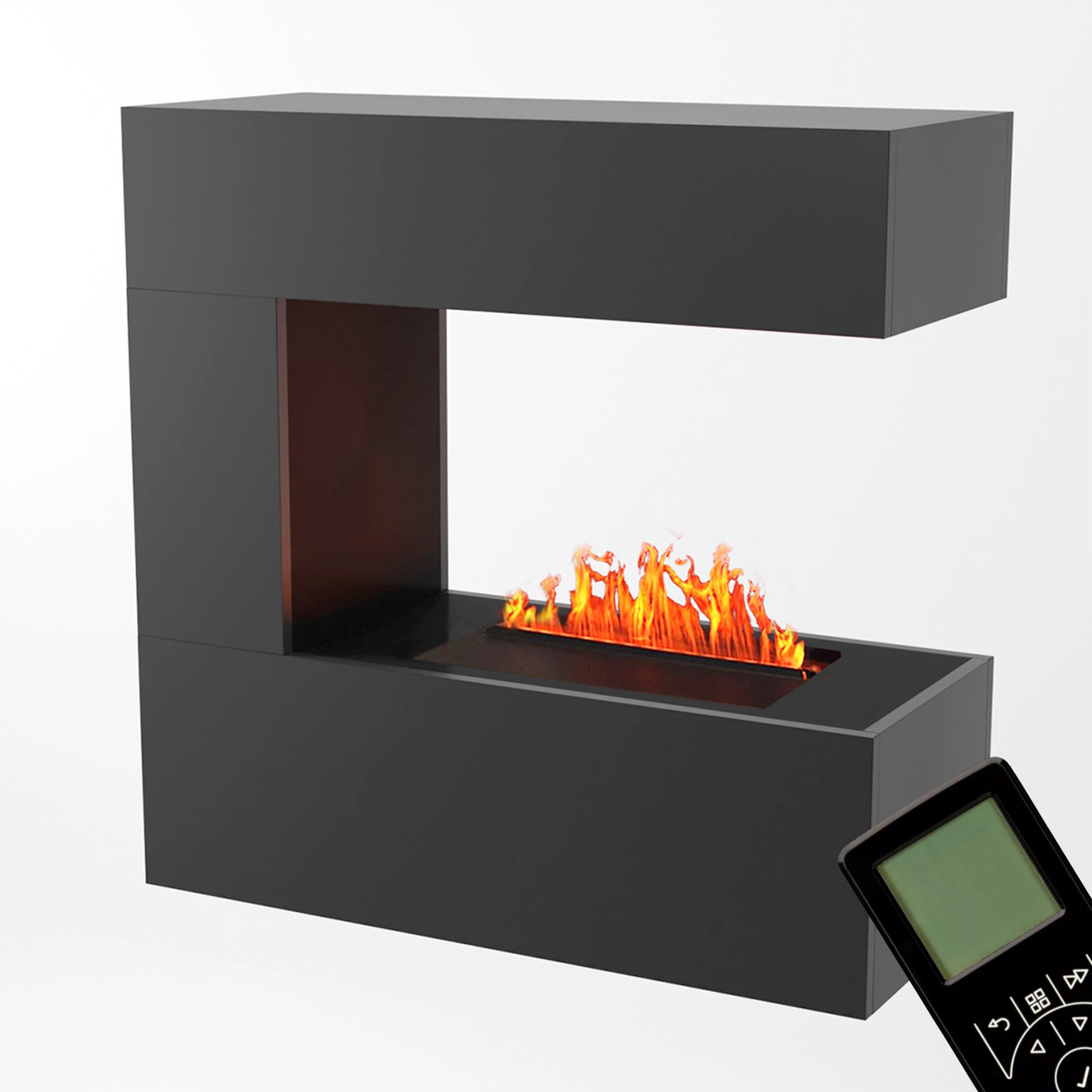 GLOW FIRE Elektrokamin Schiller hängend Wasserdampf Kamin, Wandkamin, Elektrischer Kamin, Wasserdampfkamin mit 3D Feuer und Knisterfunktion