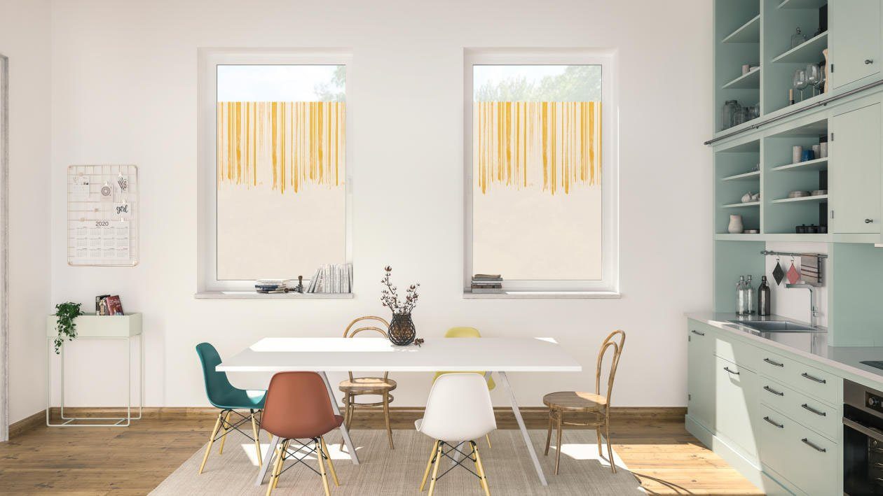Fensterfolie Fensterfolie selbstklebend, Sichtschutz, Flowing Gelb, glatt Honey blickdicht, LICHTBLICK - ORIGINAL