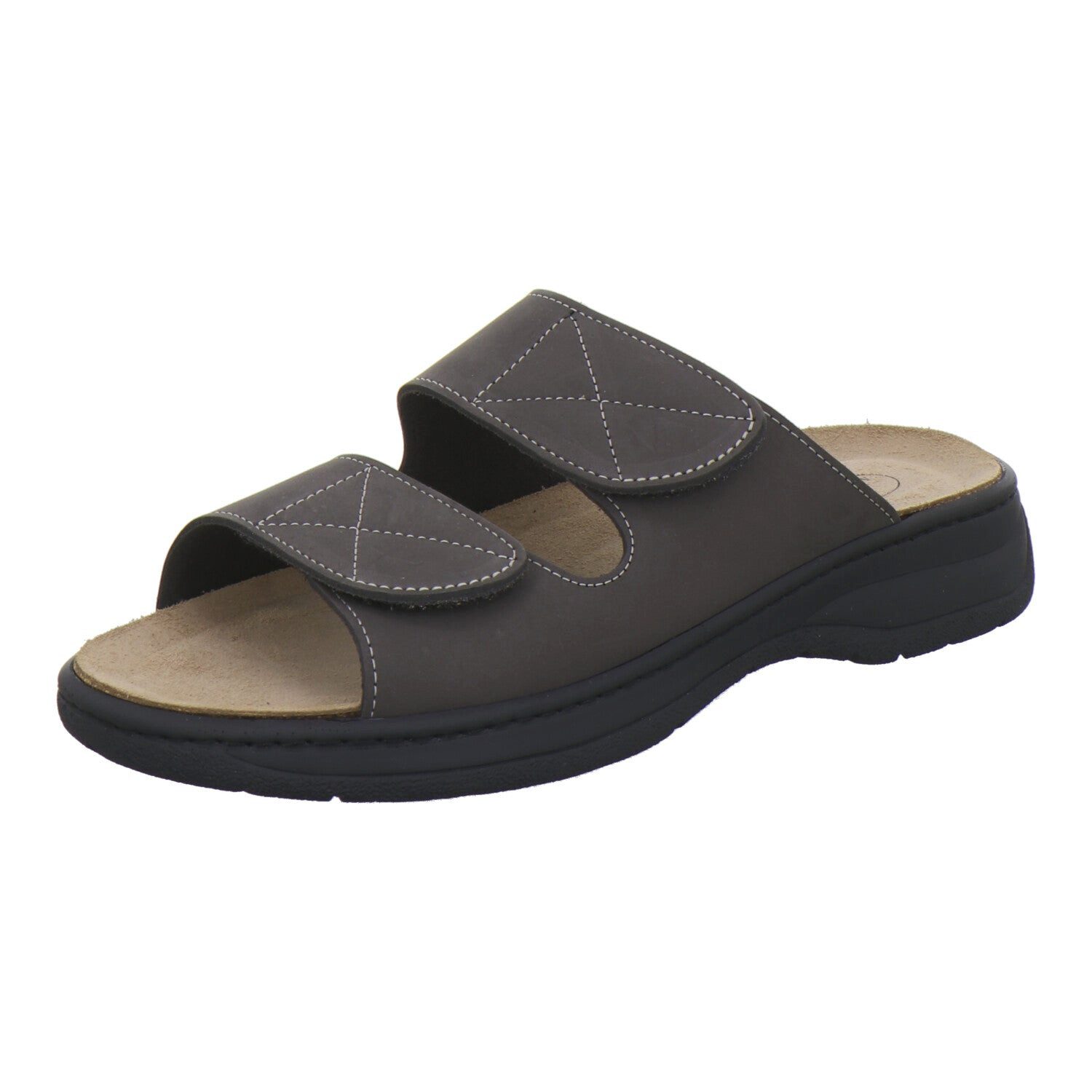 AFS-Schuhe Herren Wechselfußbett Pantolette aus Leder mit Klettverschluss und Fußbett, Made in Germany