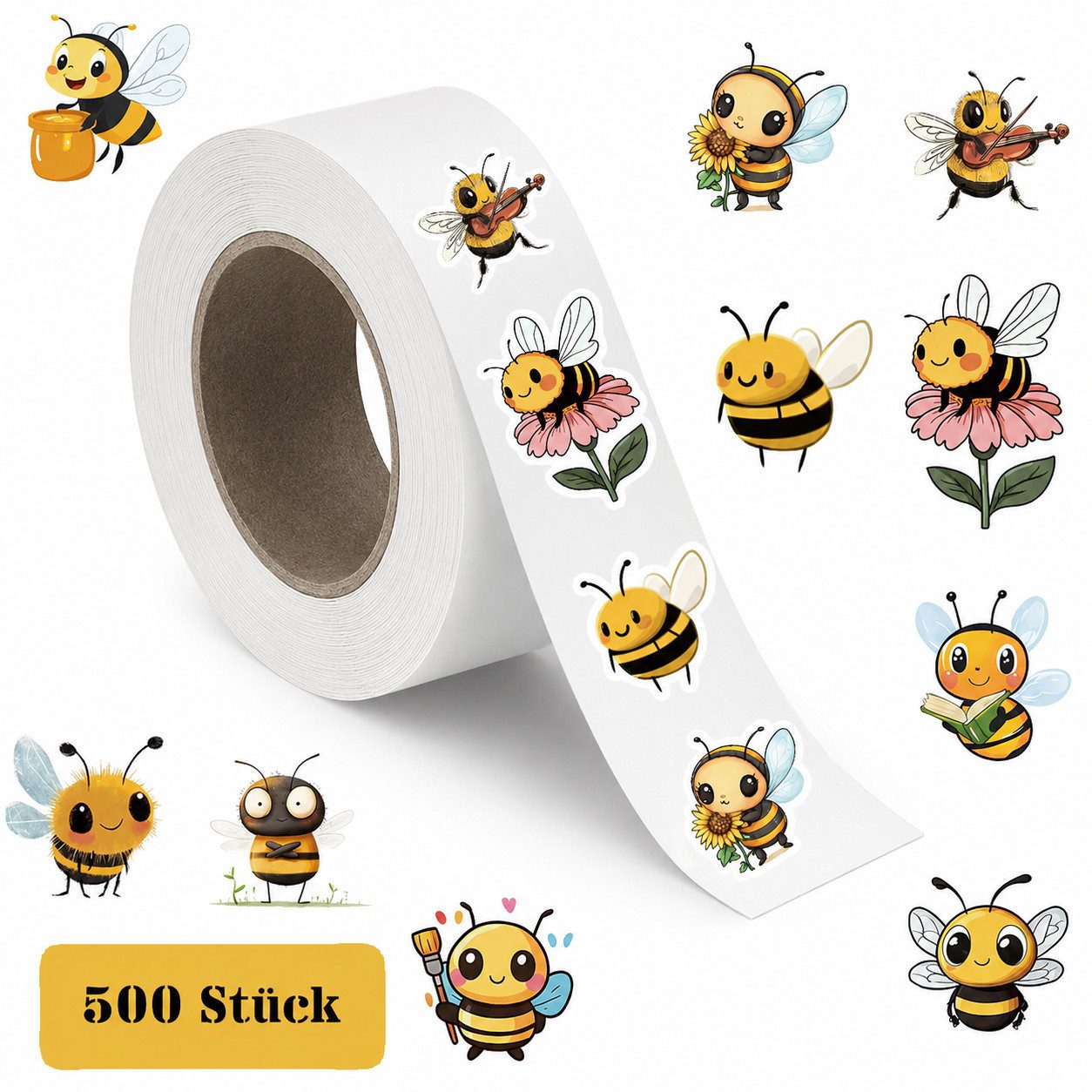 Ware aus aller Welt Sticker 500 Bienen Sticker Kinder Belohnungsaufkleber Ø ca. 2,43 cm, (500-tlg)