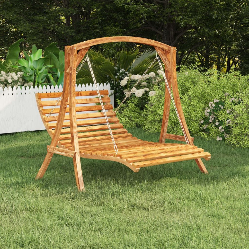 vidaXL Hollywoodschaukel Bettschaukel Liegeschaukel Bugholz Massiv Teak-Finish 143x120x65 cm Ho