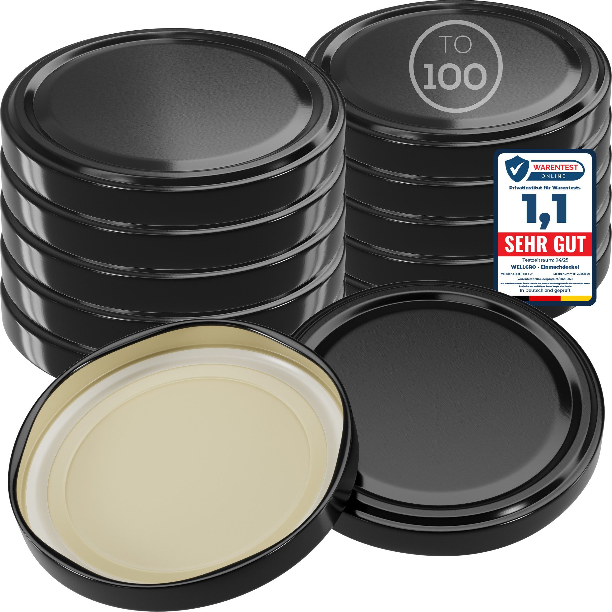 Wellgro Vorratsglas Einmachdeckel TO 100 - Twist-Off-Deckel, (12-tlg)