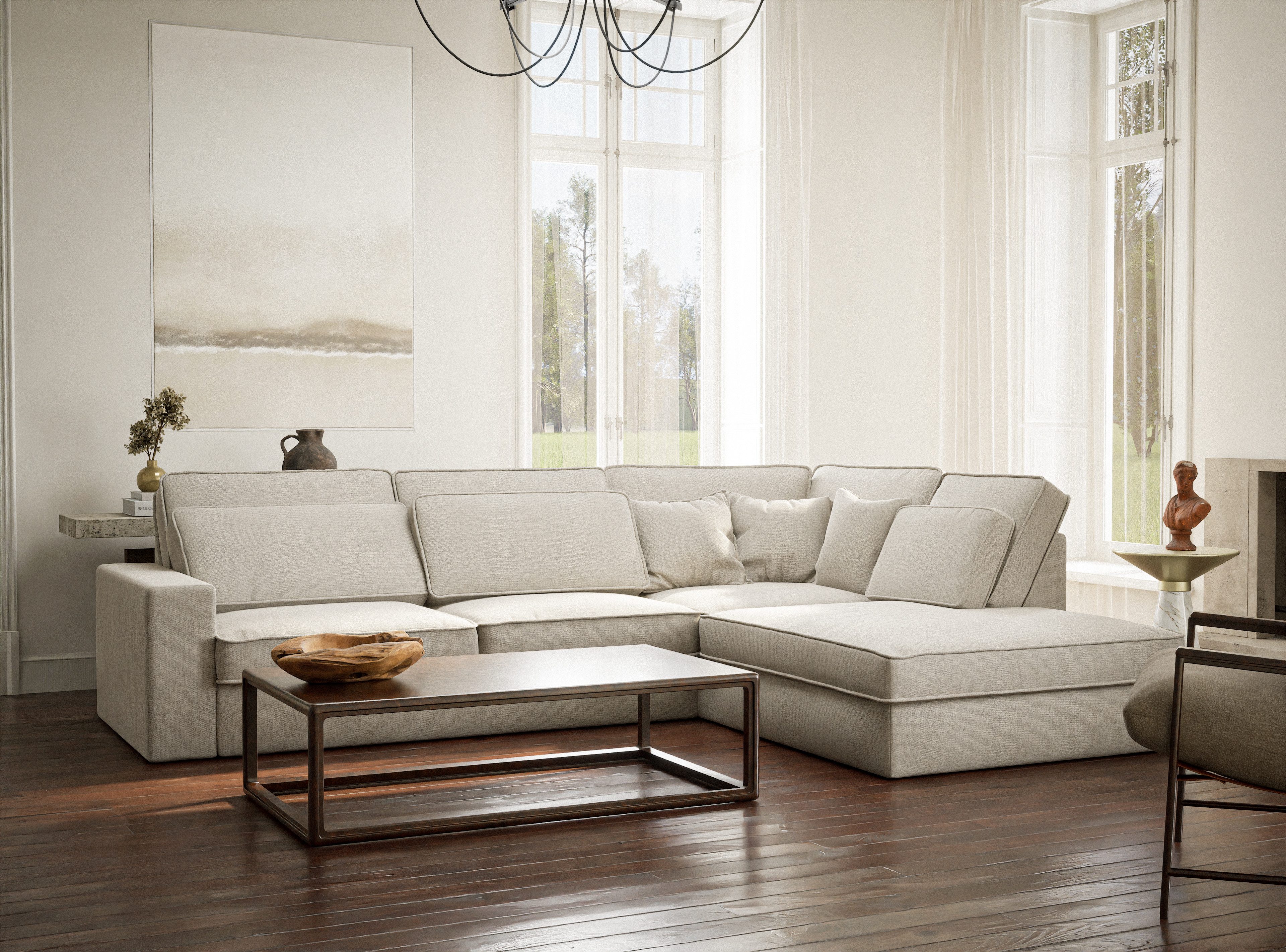 Maison de Rêve Ecksofa Kirou, L-Form Sofa, bequemes Ecksofa mit viele Rückenkissen, Eckcouch
