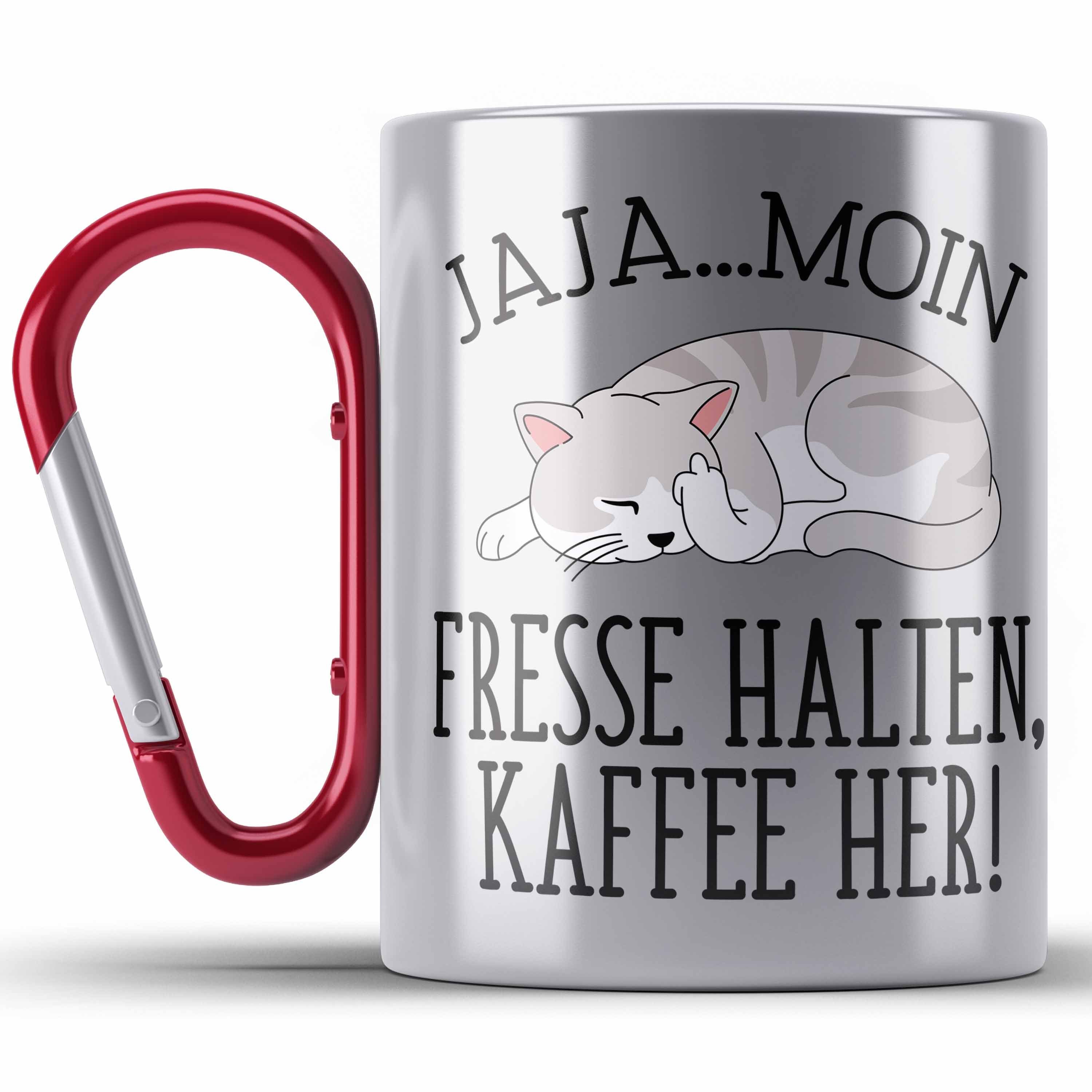 Trendation Thermotasse Moin Fr** Halten Kaffee Her Ich Hasse Jeden Edelstahl Tasse Edelstahl Rot